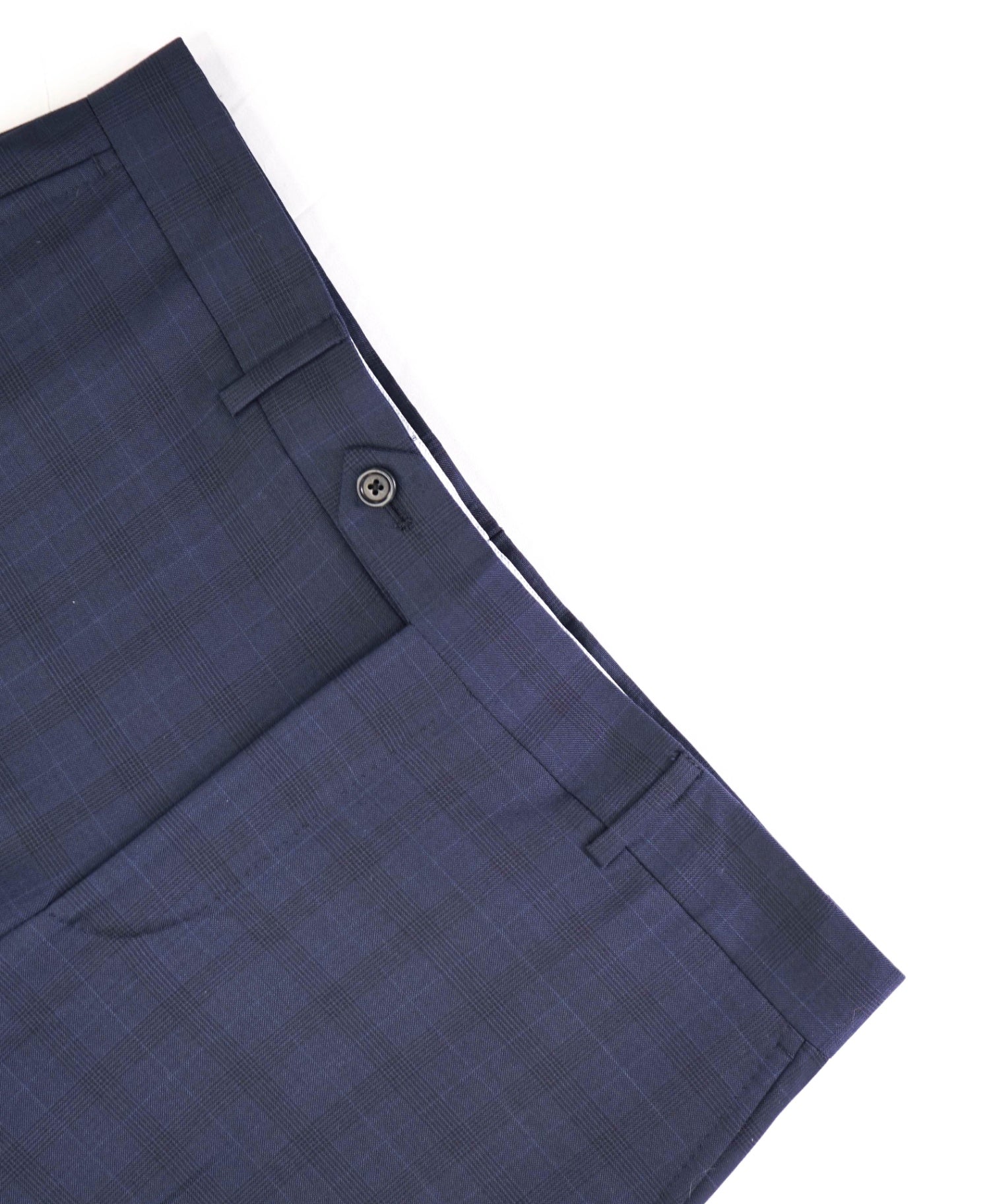 $400 Saks Fifth Avenue Navy Blue Plaid Wool Pants 34W