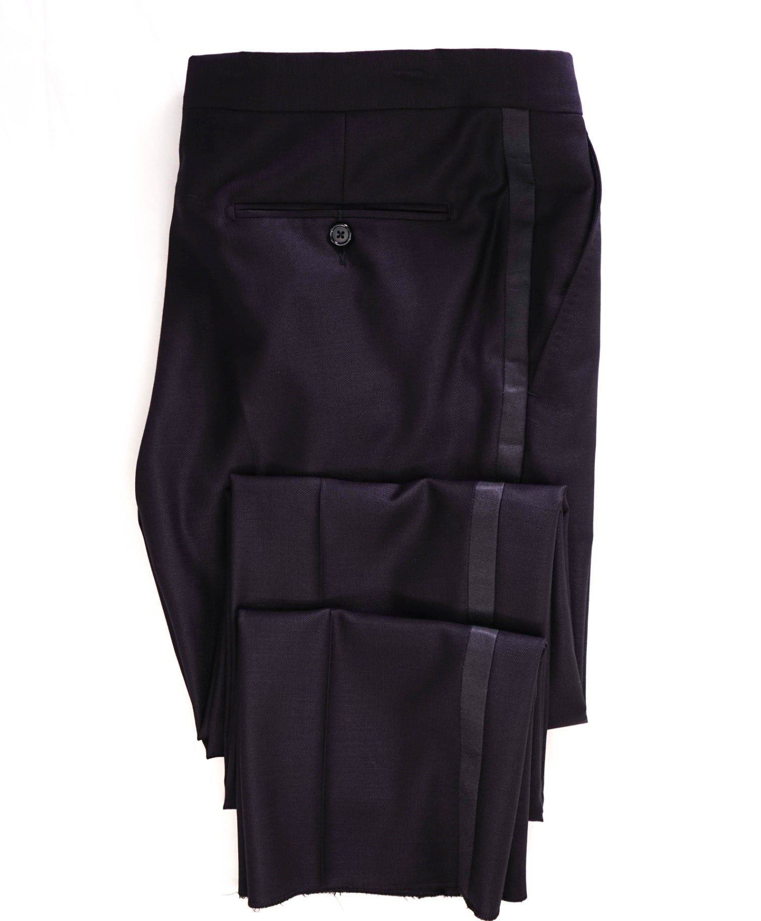 $790 Z Zegna Solid Plum Tuxedo Stripe Wool Dinner Pants 32W