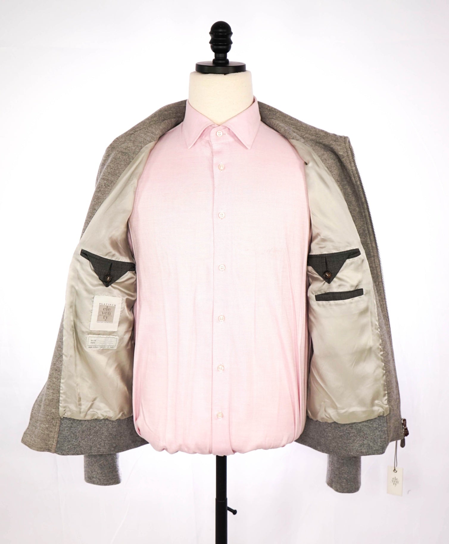 $995 Eleventy Grey ZEGNA Wool/Cashmere Bomber Jacket 40R (M)