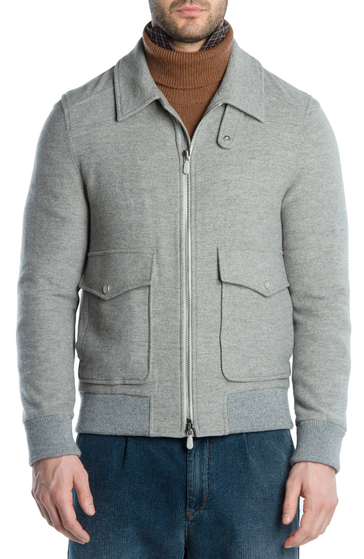 $995 Eleventy Grey ZEGNA Wool/Cashmere Bomber Jacket 40R (M)
