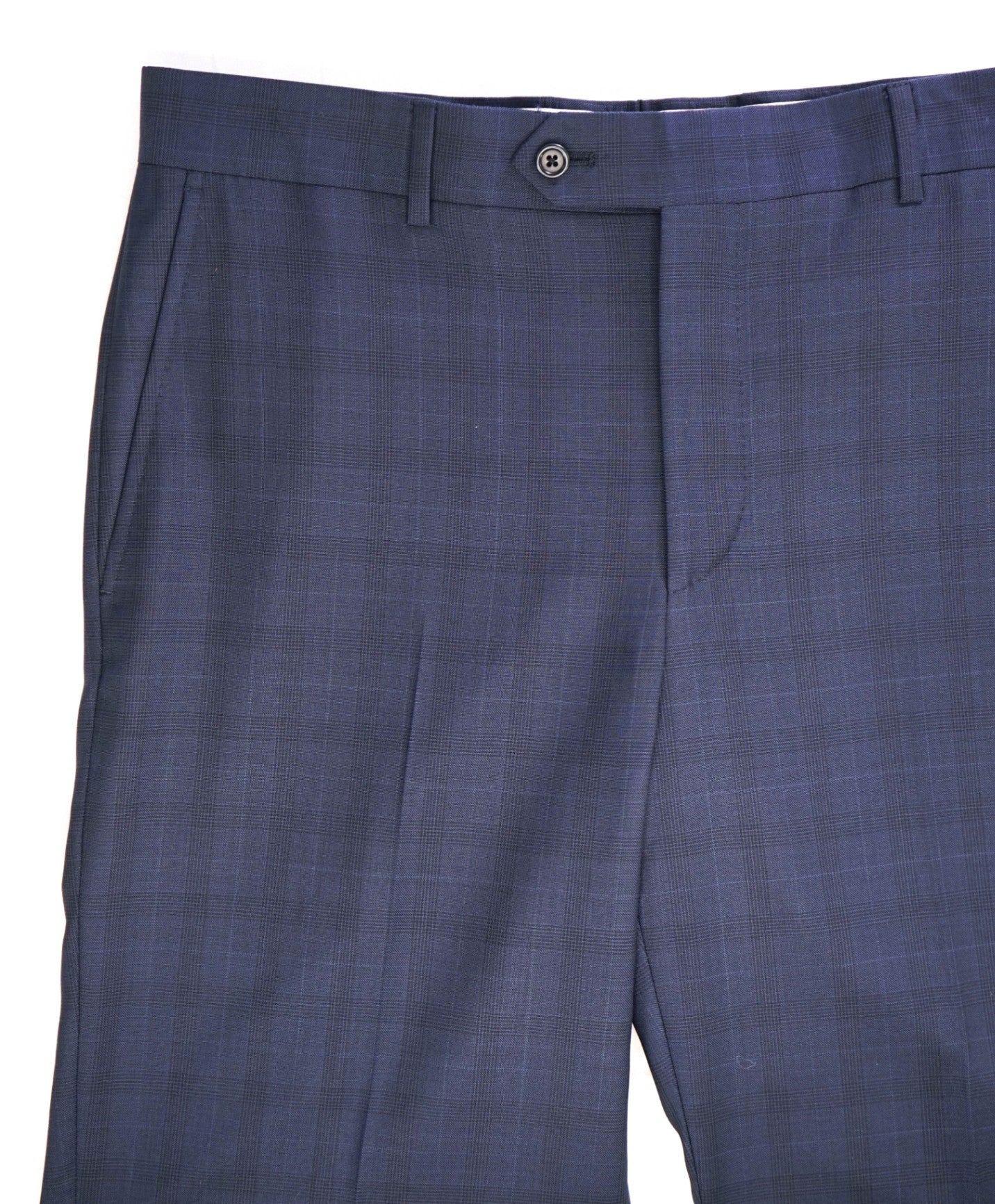 $400 Saks Fifth Avenue Navy Blue Plaid Wool Pants 34W