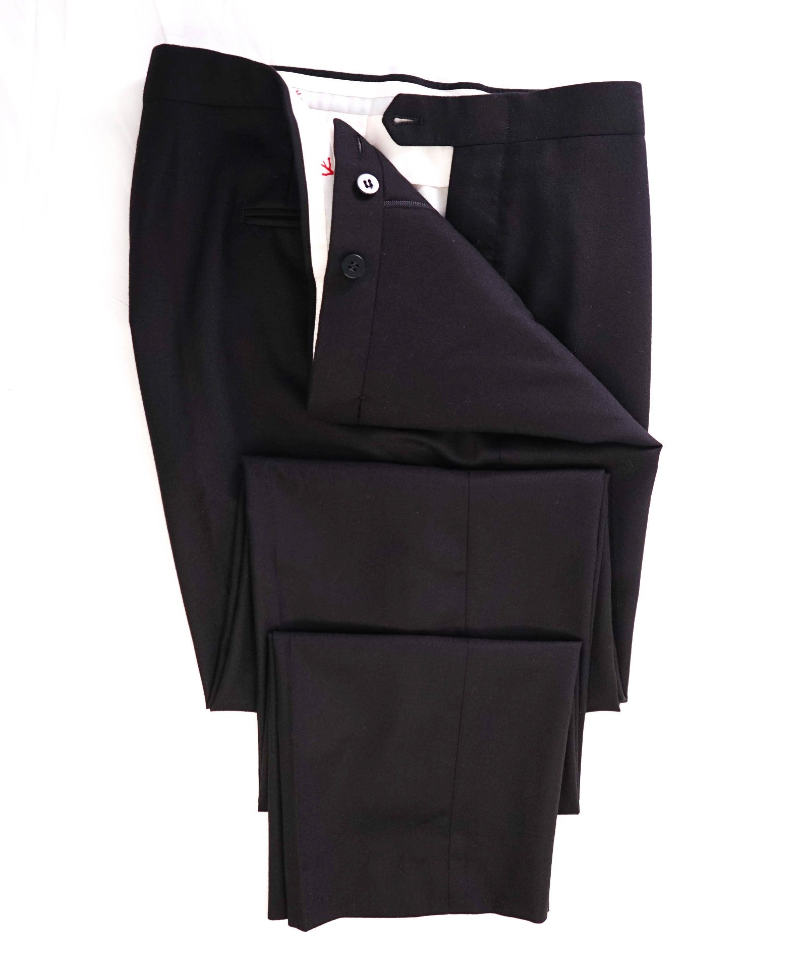 $795 ISAIA Solid Black *SIDE TABS* Wool/Silk Dress Pants 36W (52EU)