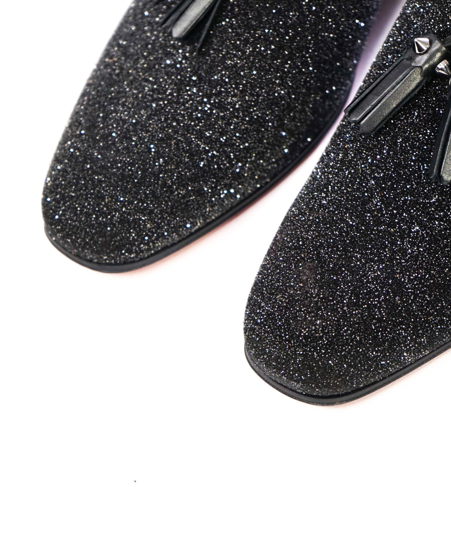 $1,250 CHRISTIAN LOUBOUTIN - * Colonnaki* Glitter Spiked Tassel Loafers US 7.5 (40.5EU)