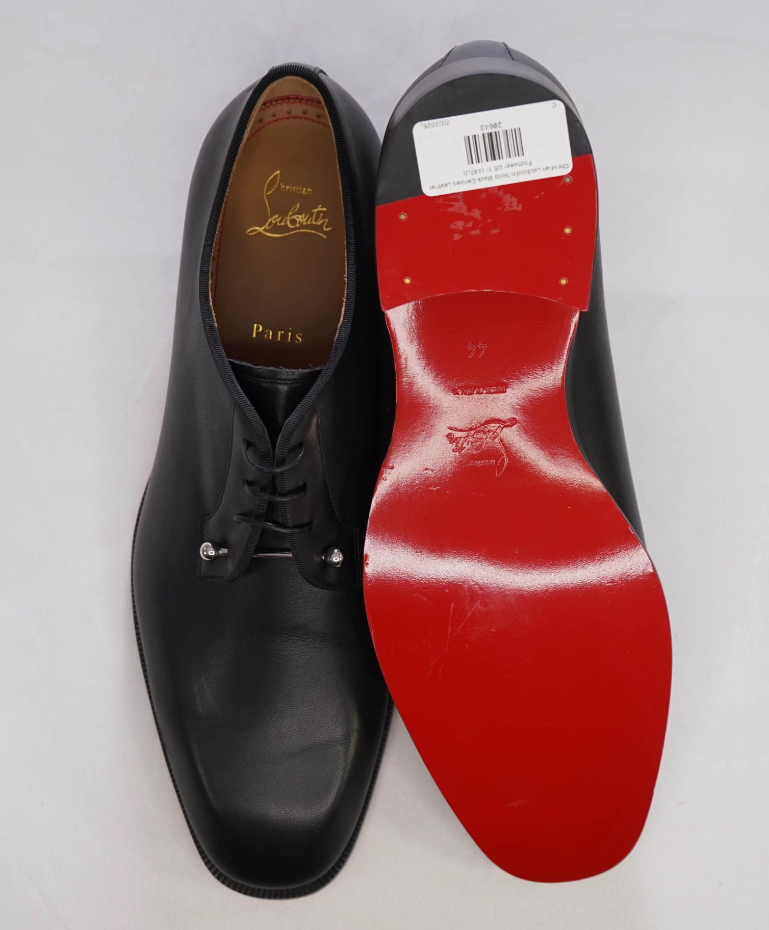$1,250 Christian Louboutin "Chambeliss" Black Leather Oxfords US 11 (44EU)