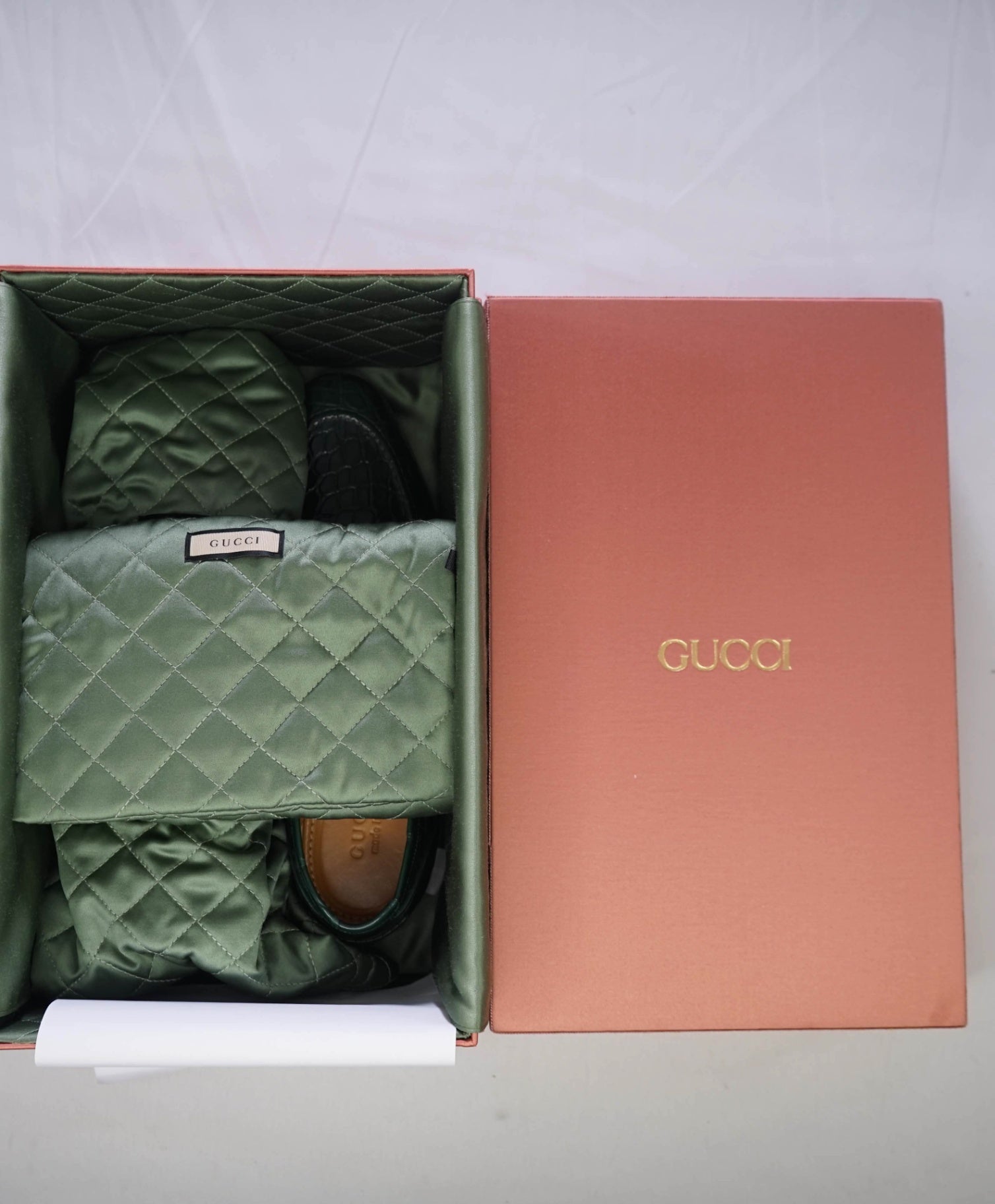 $4,470 GUCCI "JORDAAN" Crocodile Skin Green Loafers US 11 (10.5G)