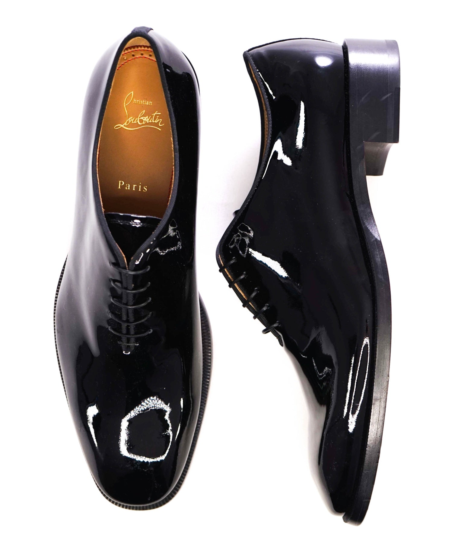 $1,145 CHRISTIAN LOUBOUTIN - *CORTEO* Black Patent Leather Oxfords - US 11.5 (44.5EU)