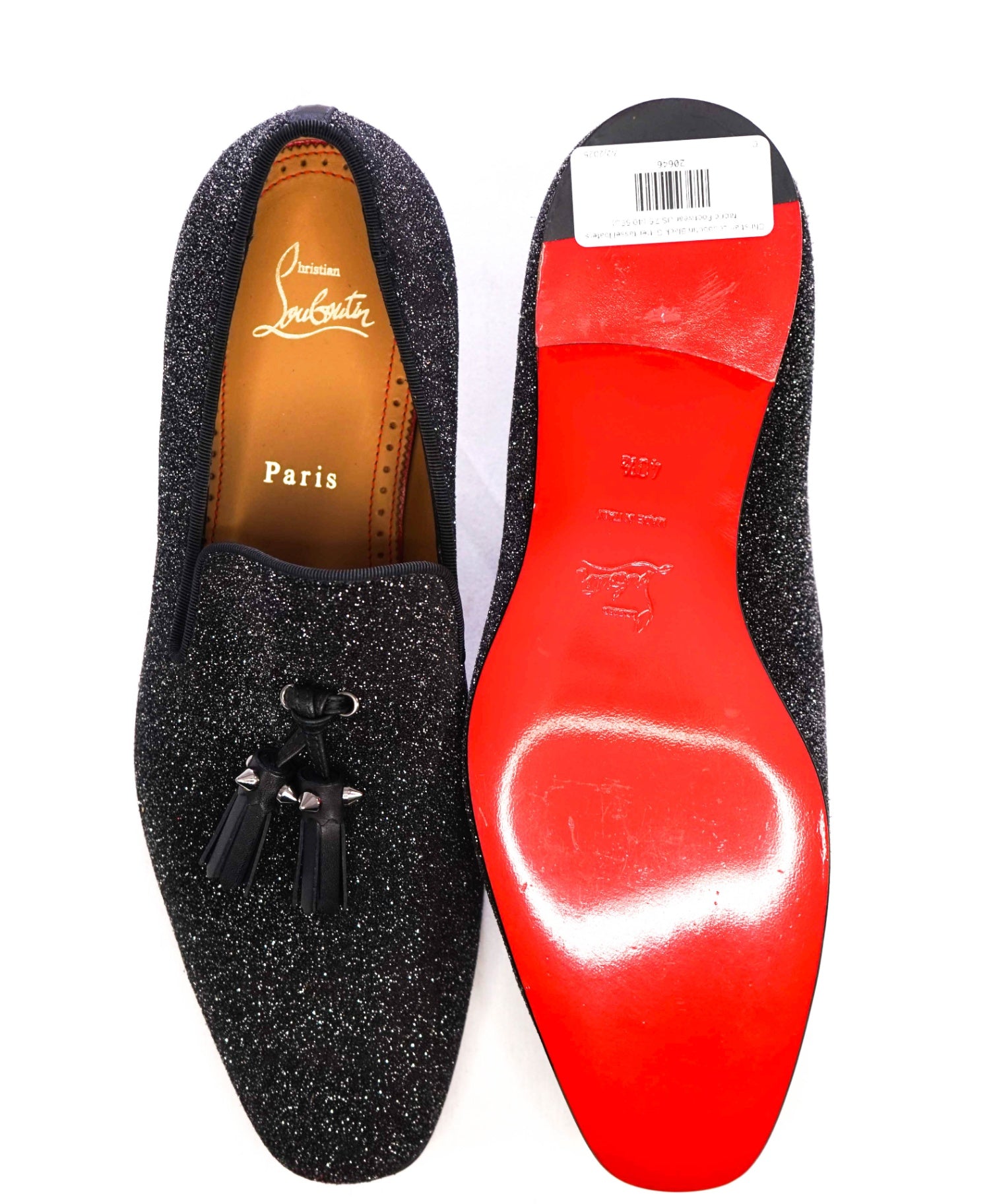 $1,250 CHRISTIAN LOUBOUTIN - * Colonnaki* Glitter Spiked Tassel Loafers US 7.5 (40.5EU)