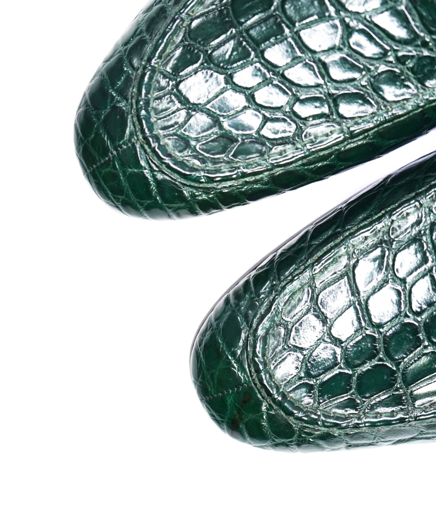 $4,470 GUCCI "JORDAAN" Crocodile Skin Green Loafers US 11 (10.5G)