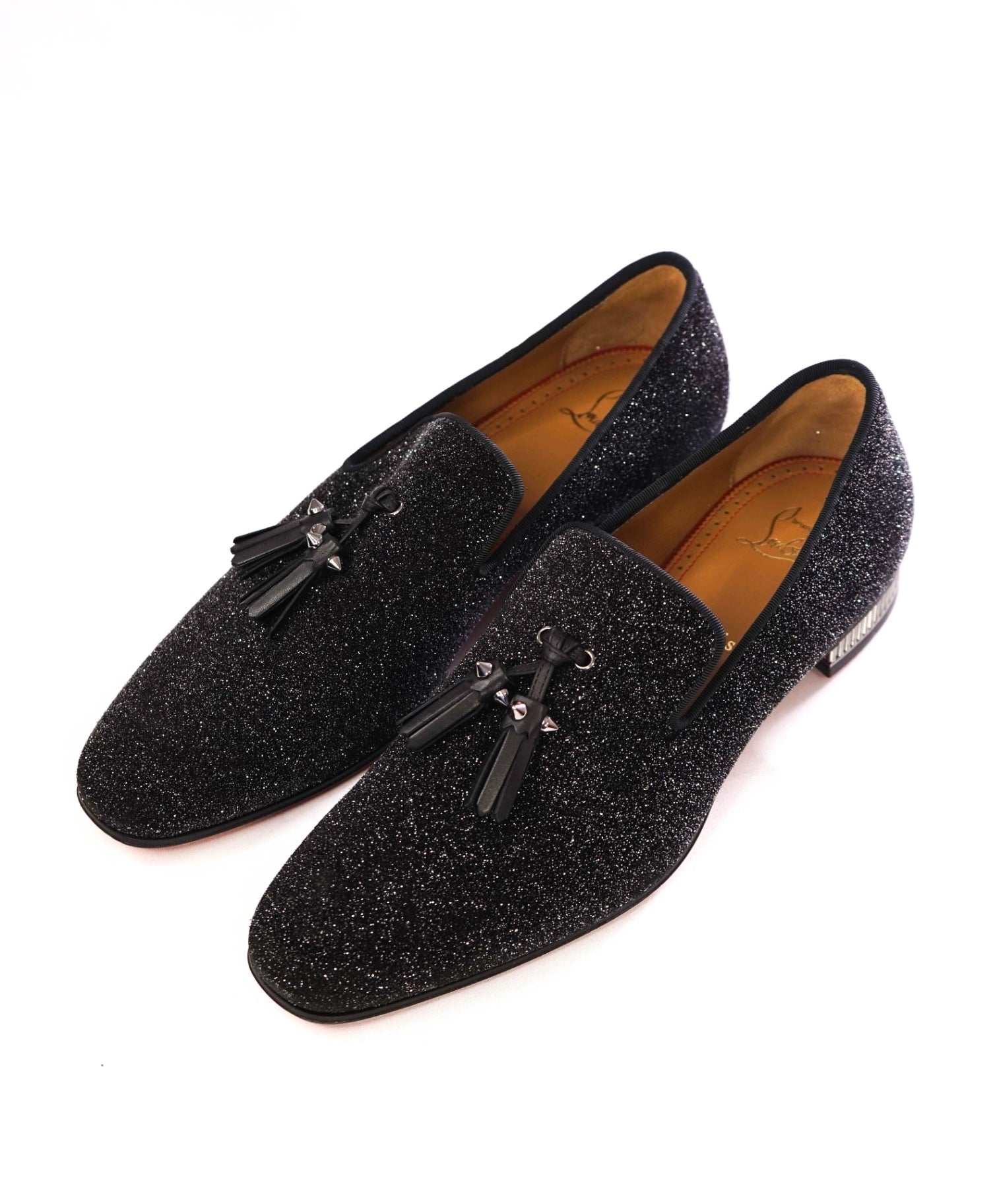 $1,250 CHRISTIAN LOUBOUTIN - * Colonnaki* Glitter Spiked Tassel Loafers US 7.5 (40.5EU)