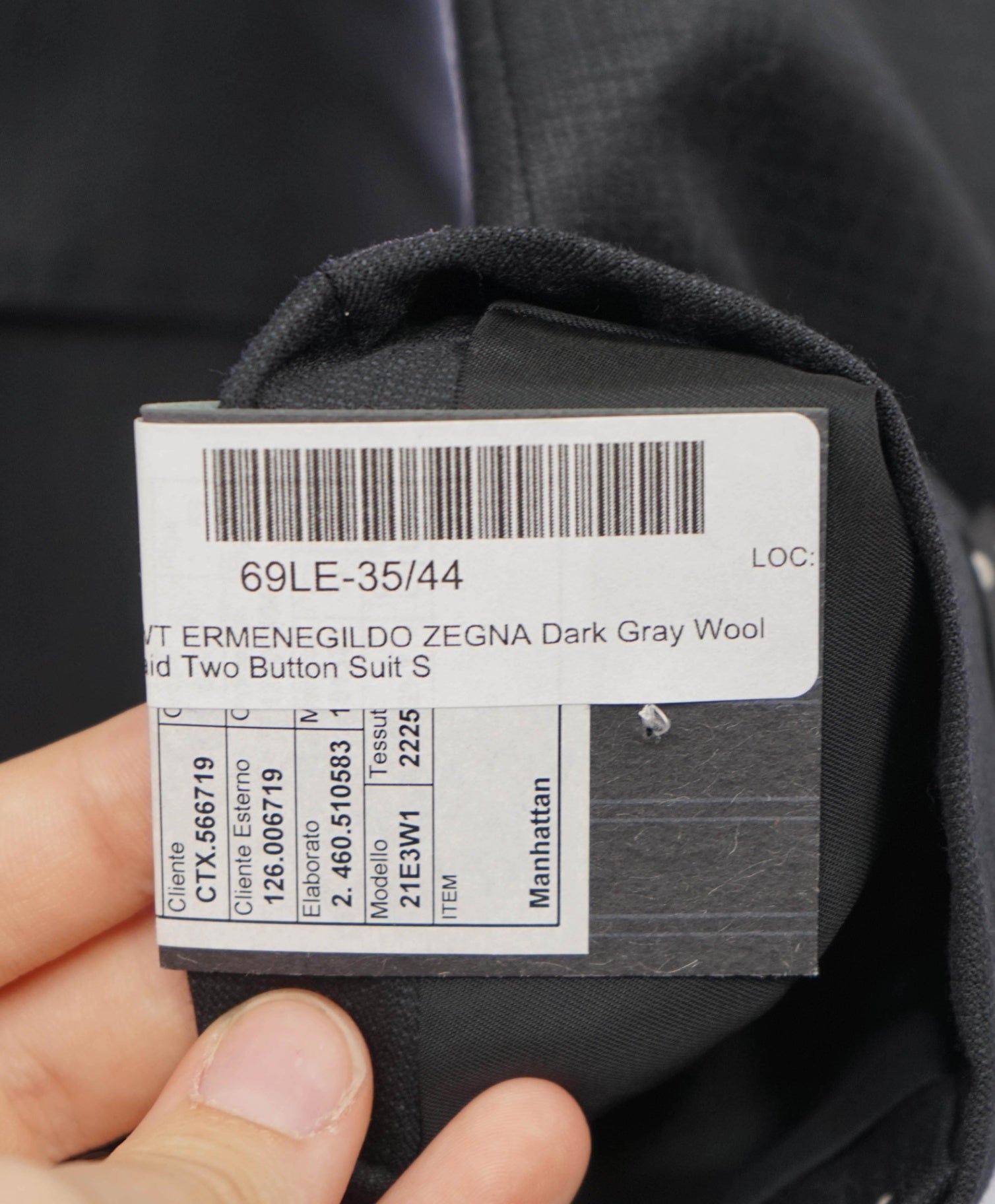 $3,995 Ermenegildo Zegna "TROFEO" Dark Grey Plaid Wool Suit 44R