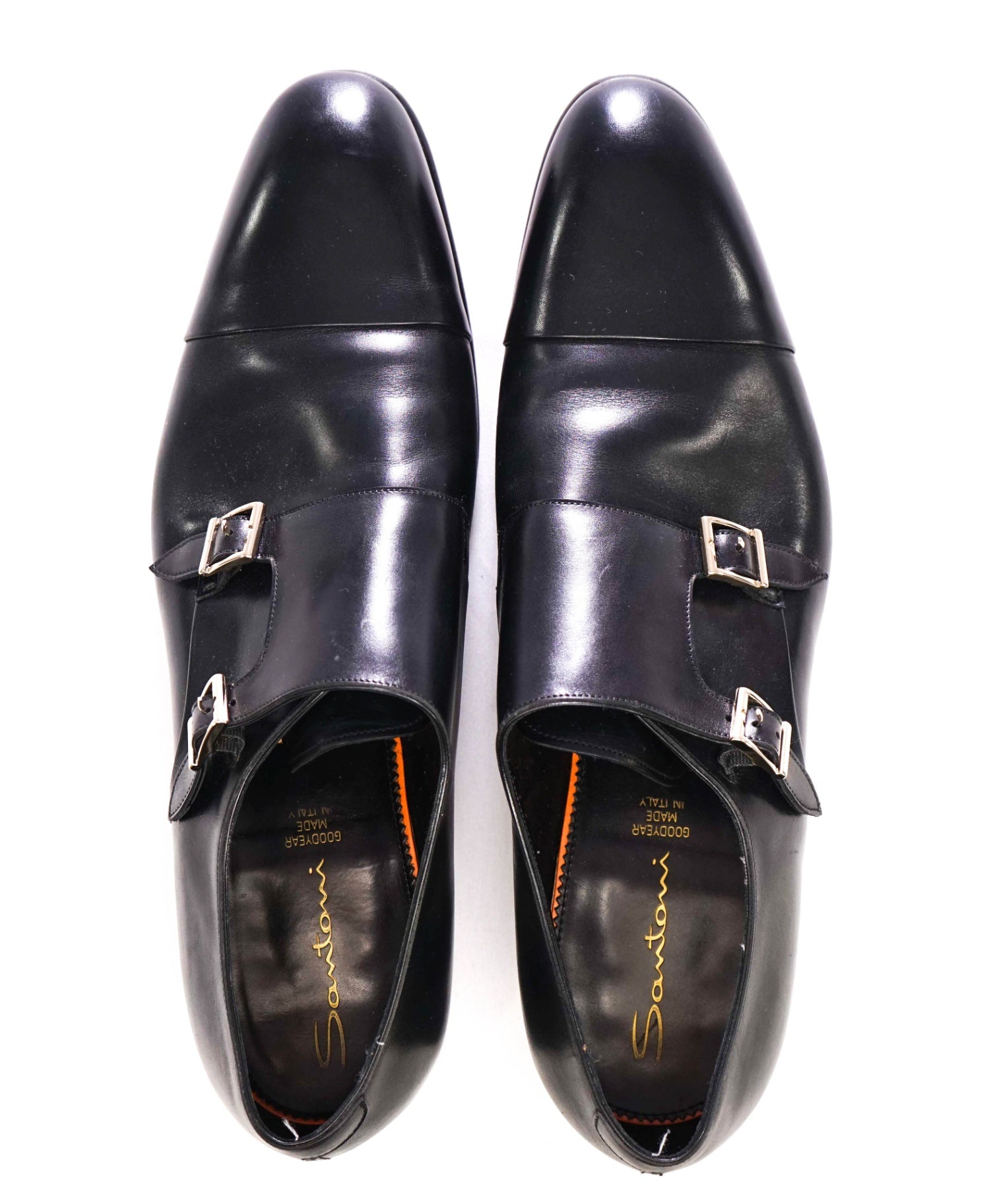 $1,595 SANTONI "GOODYEAR WELT” Monk Strap Loafers US 16 (15UK)