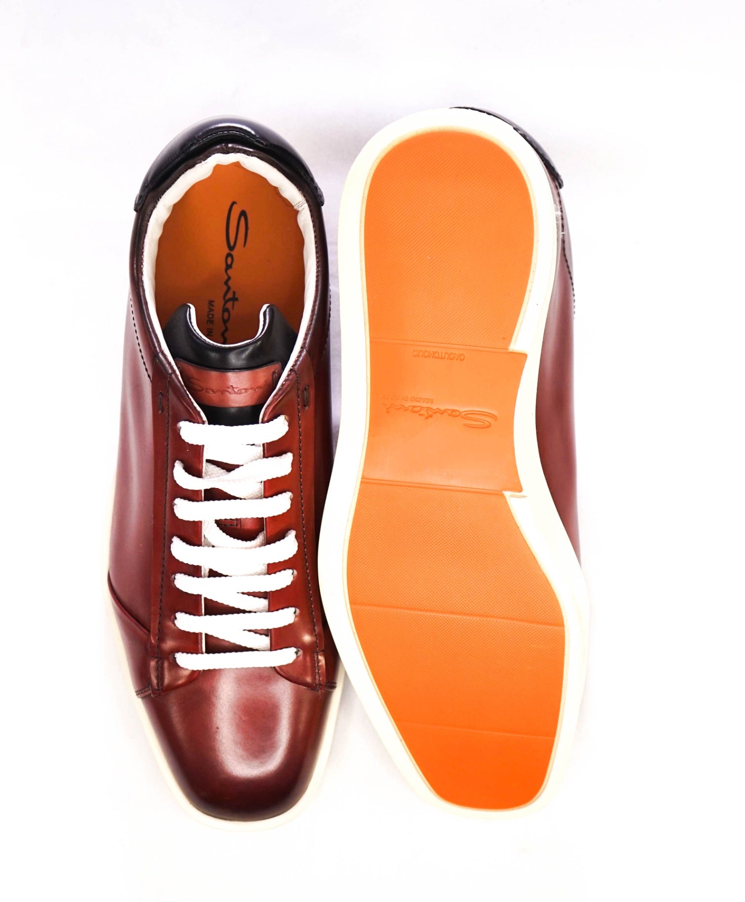 $780 Santoni Oxblood Patina Leather Sneakers US 8.5 (7.5UK)