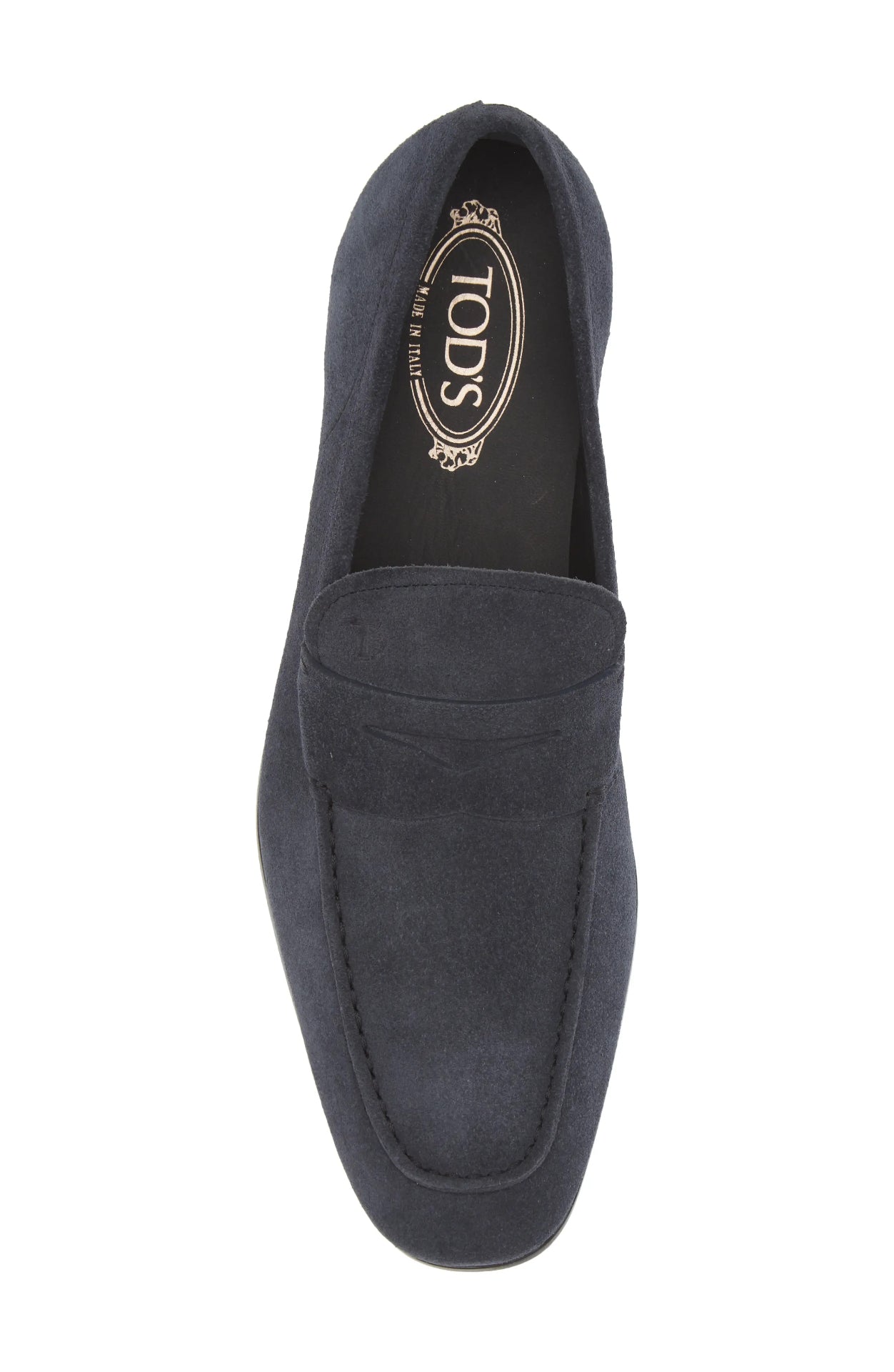 $775 Tod's Navy Suede Loafers Logo Vamp US 8.5 (7.5UK)