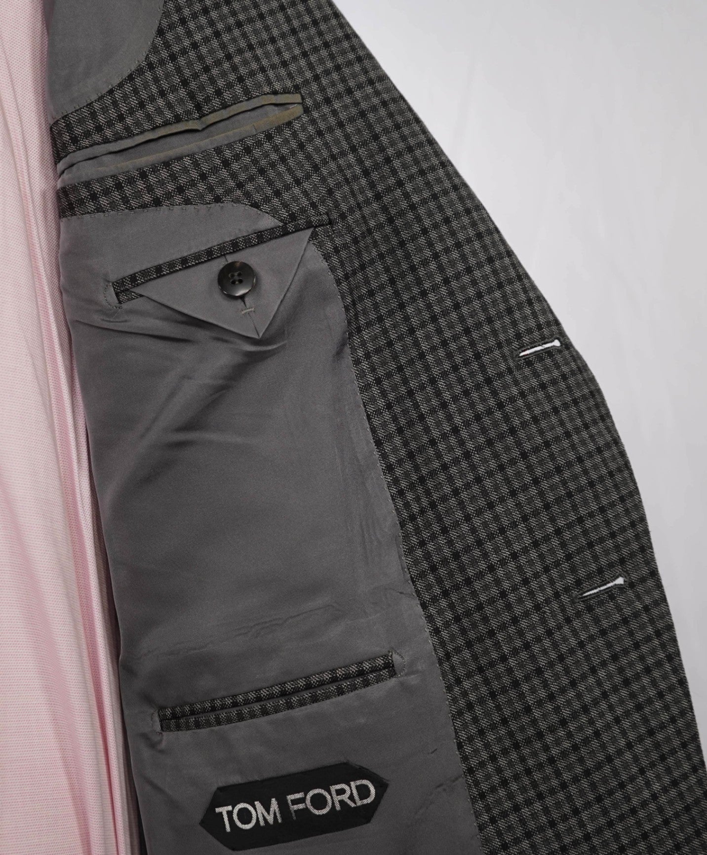 $5,970 TOM FORD - 2-Piece "FIT Y" Gray Gingham Check Suit - 42R