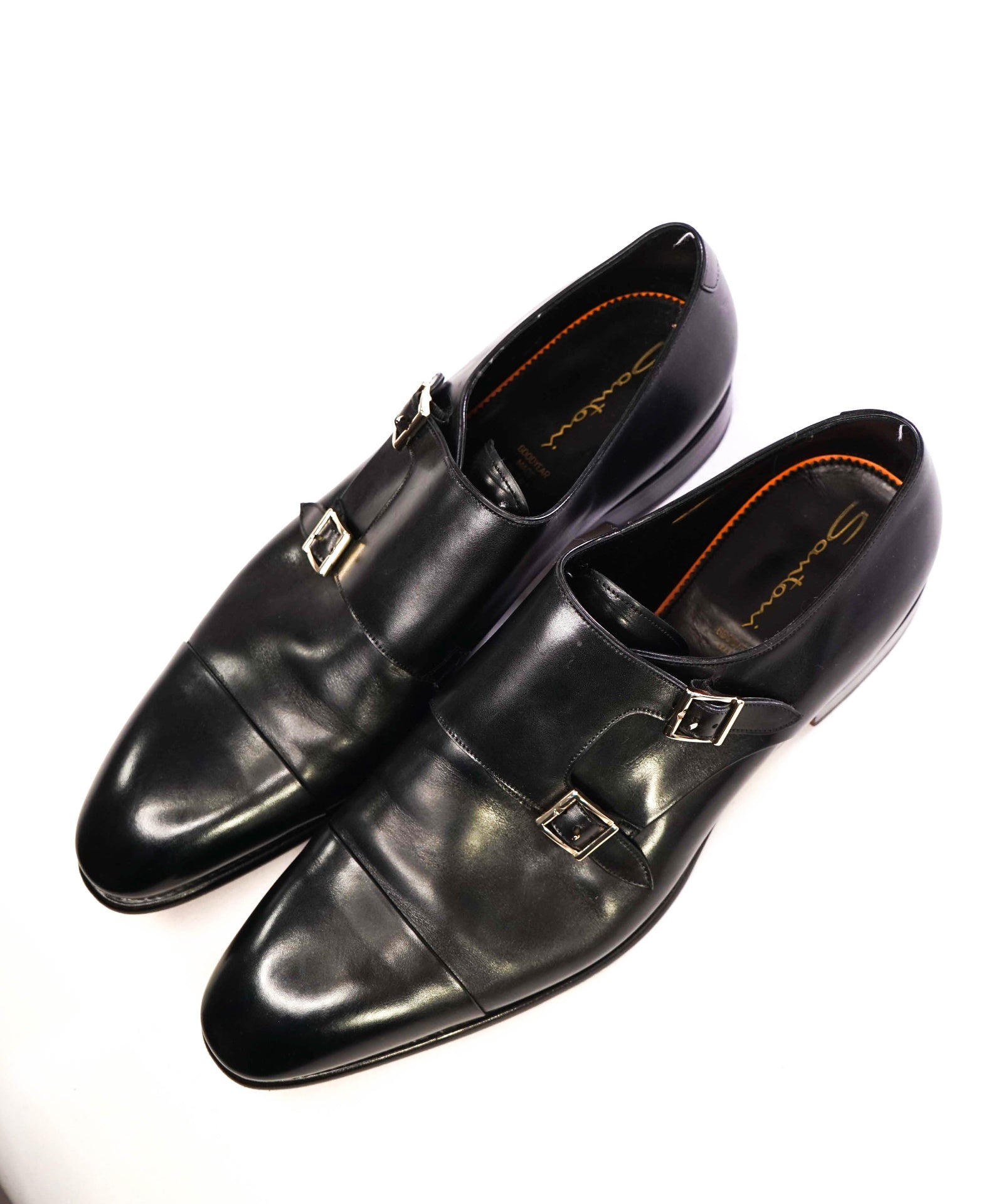 $1,595 SANTONI "GOODYEAR WELT” Monk Strap Loafers US 16 (15UK)