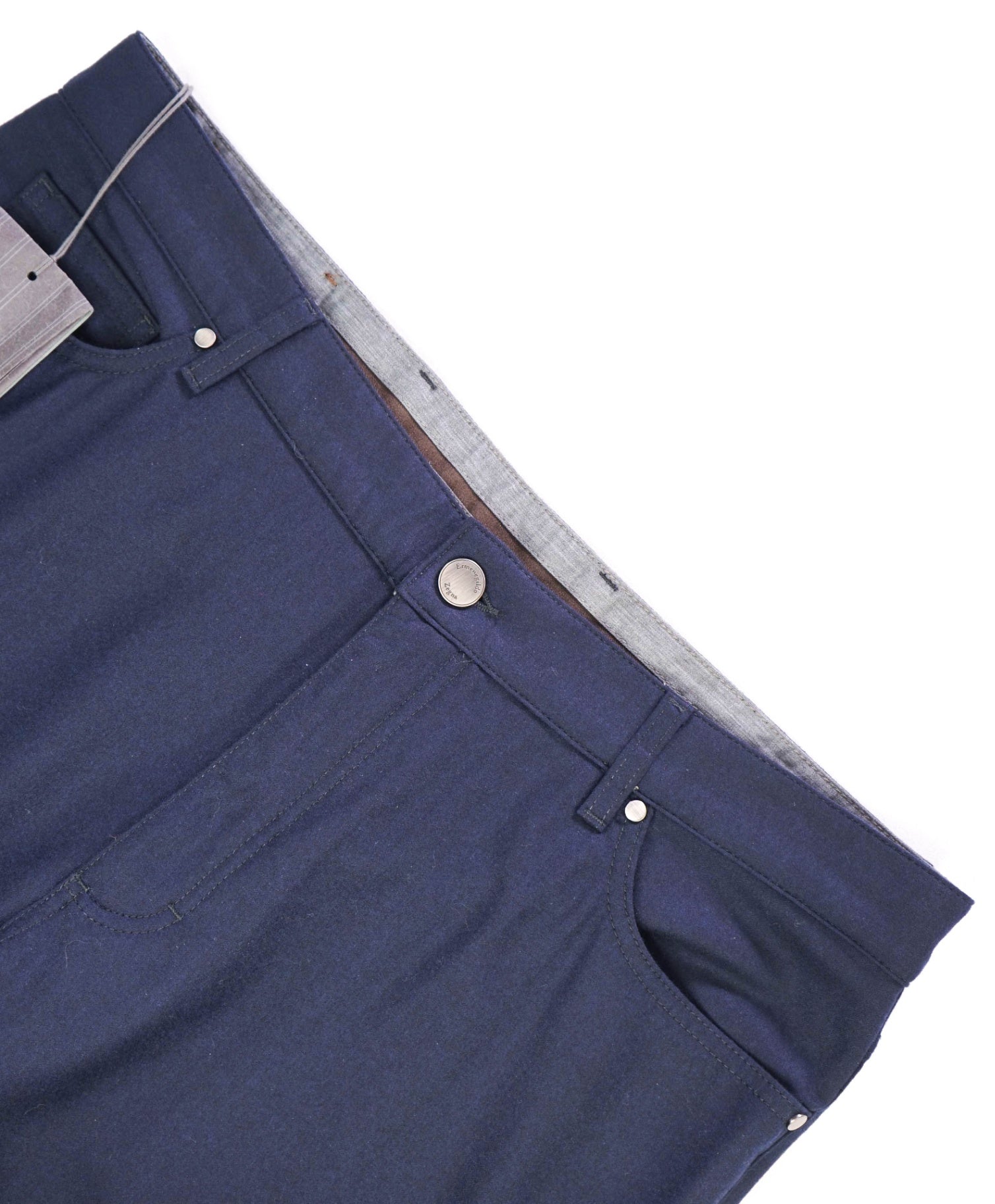 $695 Ermenegildo Zegna Solid Navy Wool 5-Pocket Dress Pants 40W