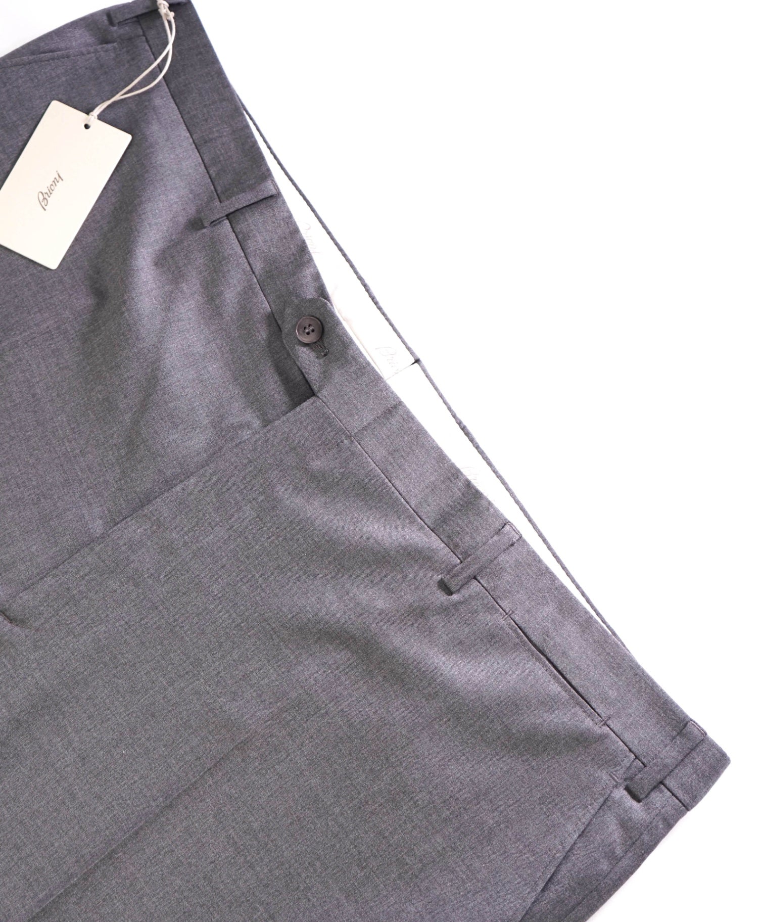 $1,050 Brioni Solid Grey Wool/Silk Flat Front Dress Pants 43W