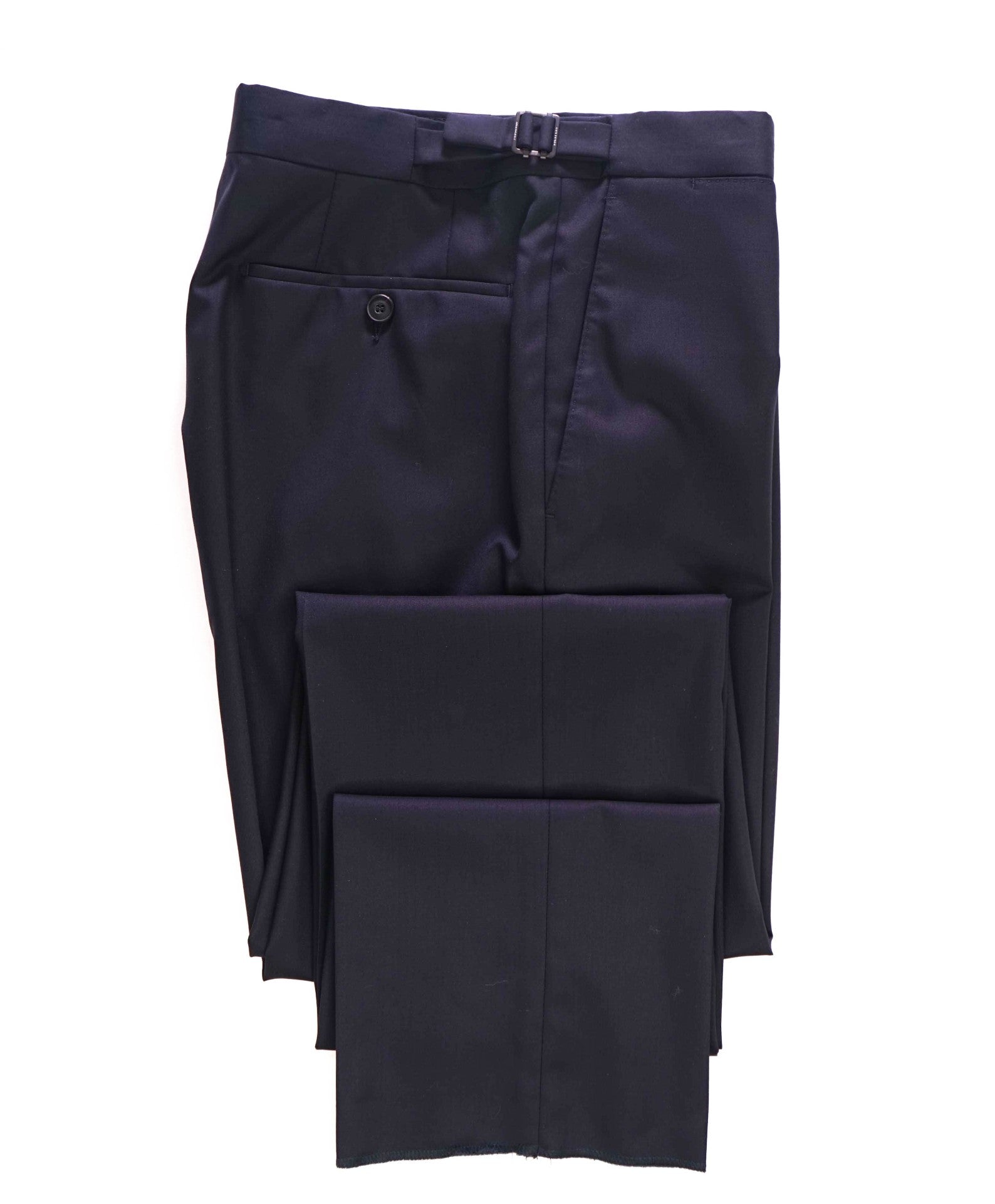 $740 Burberry London Solid Navy Wool Flat Front Dress Pants 34W