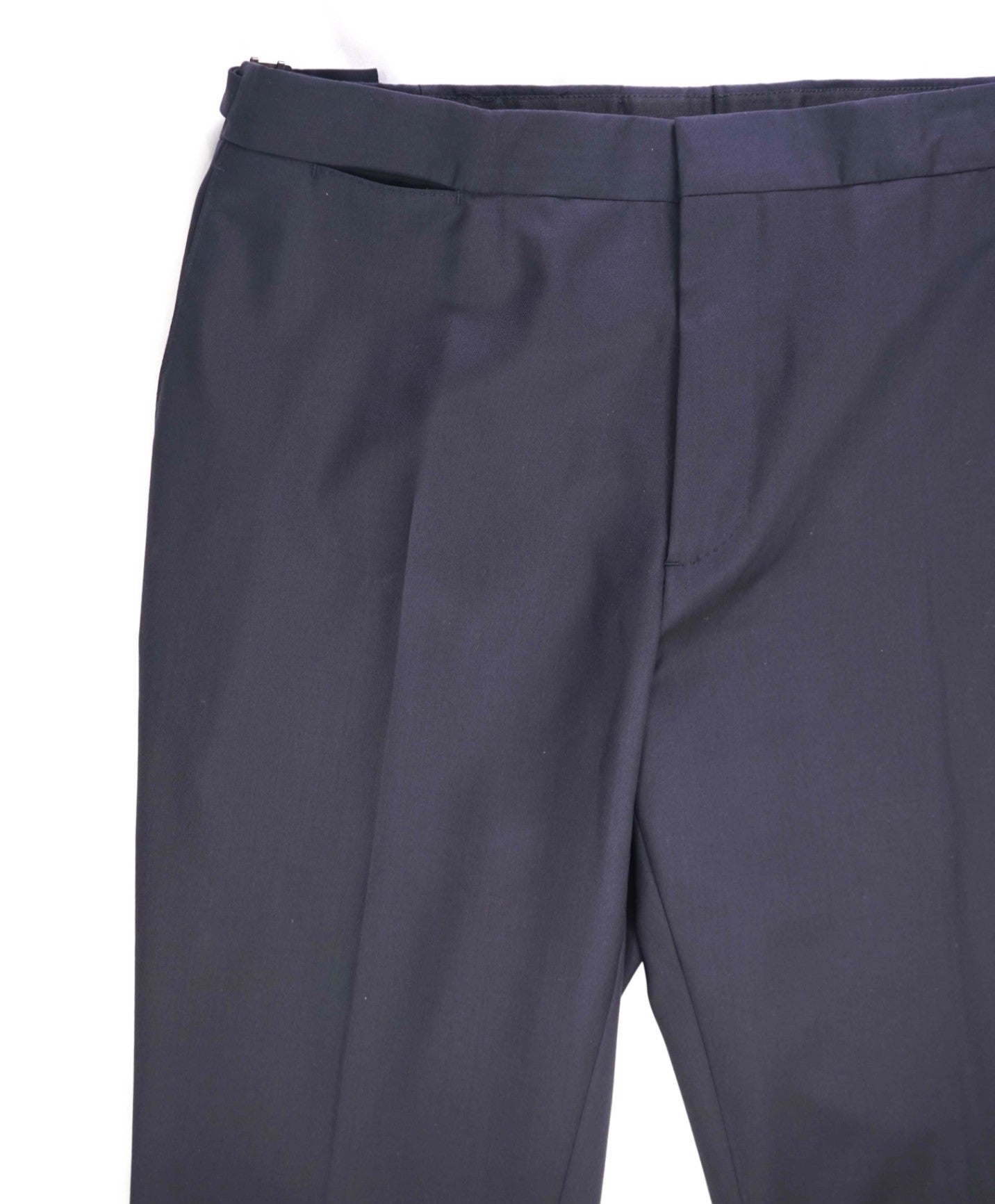 $740 Burberry London Solid Navy Wool Flat Front Dress Pants 34W