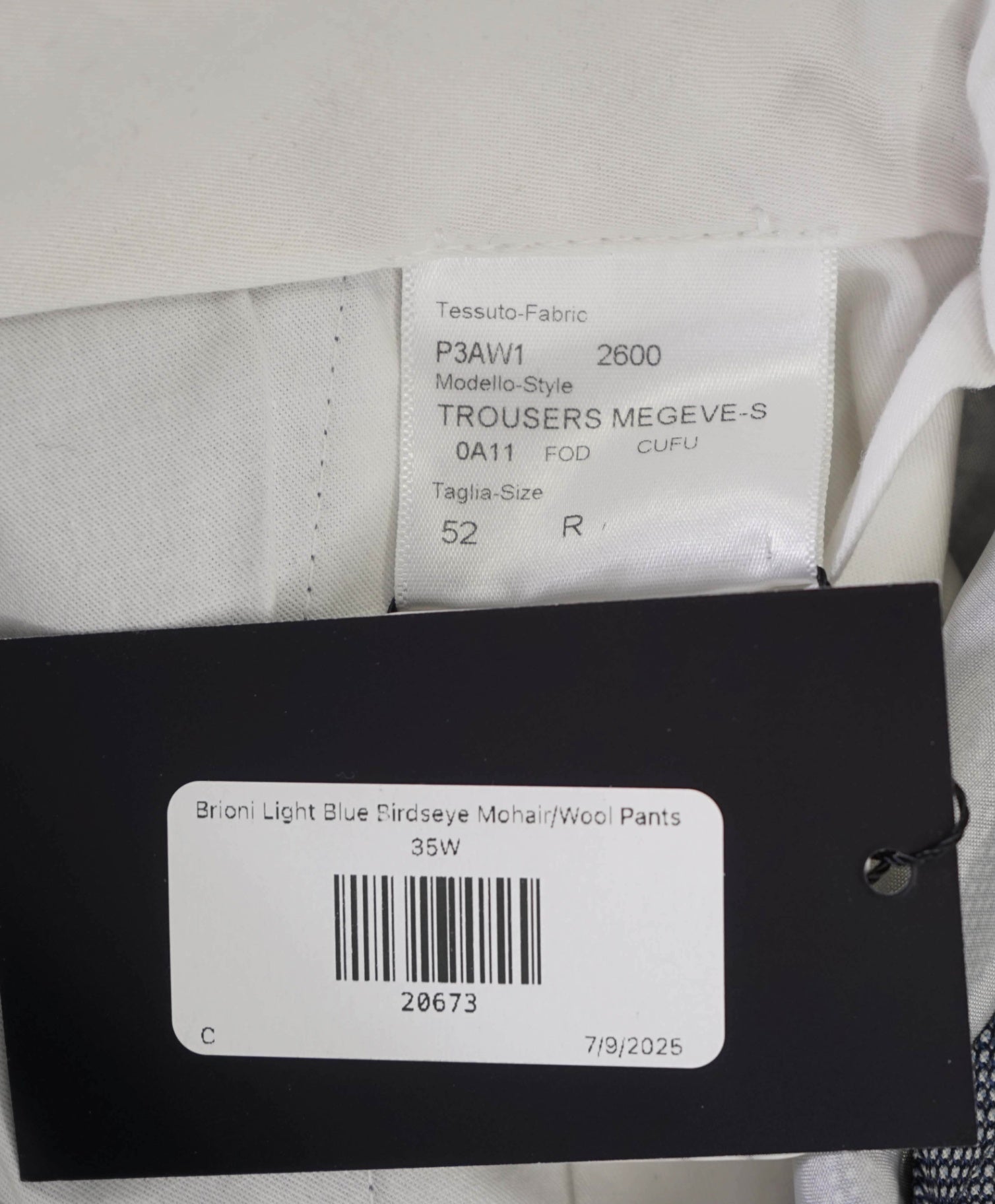 $1,050 Brioni Gray Birdseye Mohair/Wool Flat Front Dress Pants 35W