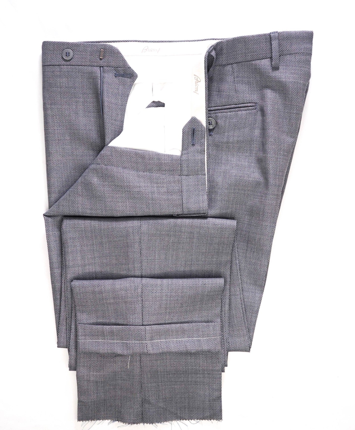 $1,050 Brioni Gray Birdseye Mohair/Wool Flat Front Dress Pants 35W