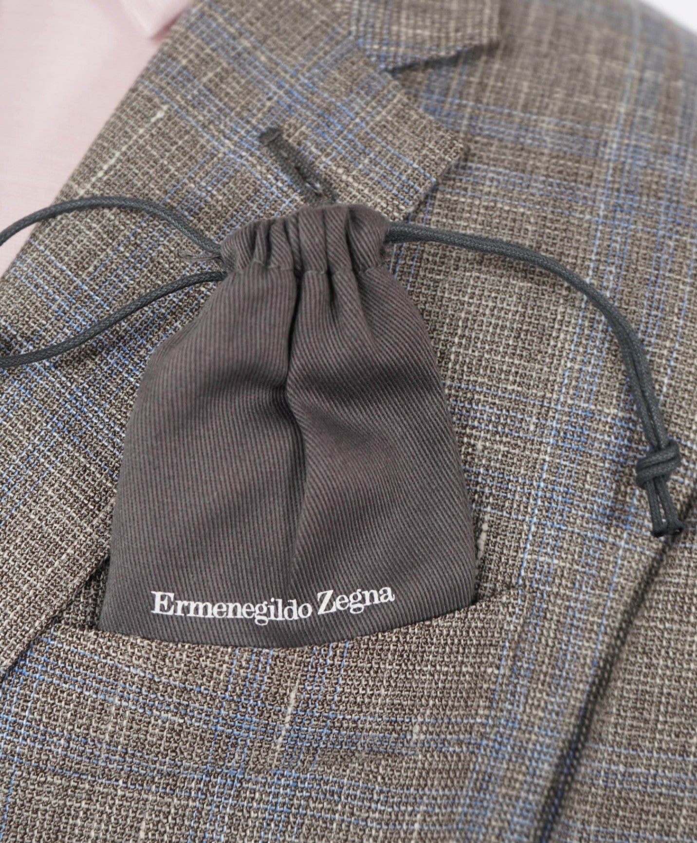 $2,595 Ermenegildo Zegna Grey/Blue Plaid Wool/Linen/Silk Blazer 44L