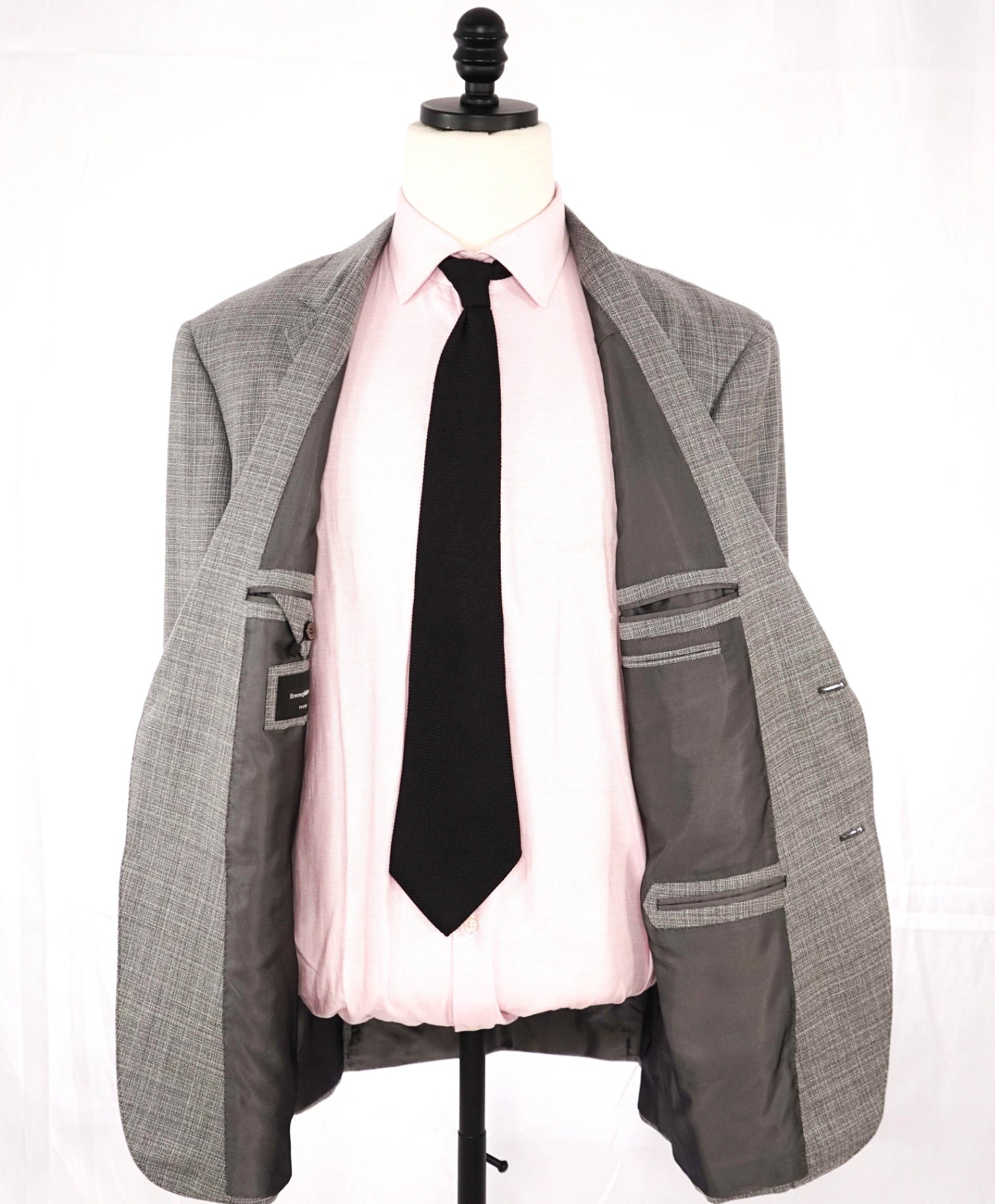 $3,295 Ermenegildo Zegna "TROFEO" Textured Grey Wool Blazer 46R