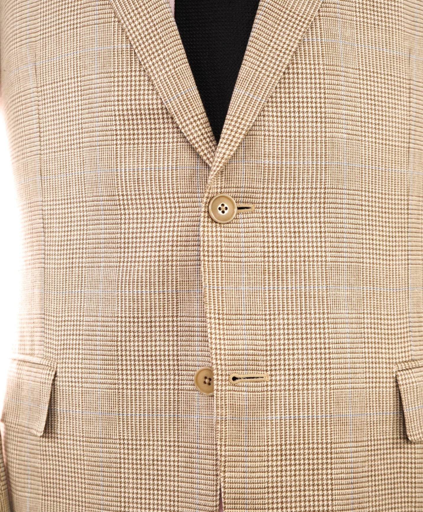 $2,995 Ermenegildo Zegna Tan/Blue Houndstooth Wool/Silk/LInen Blazer 44R