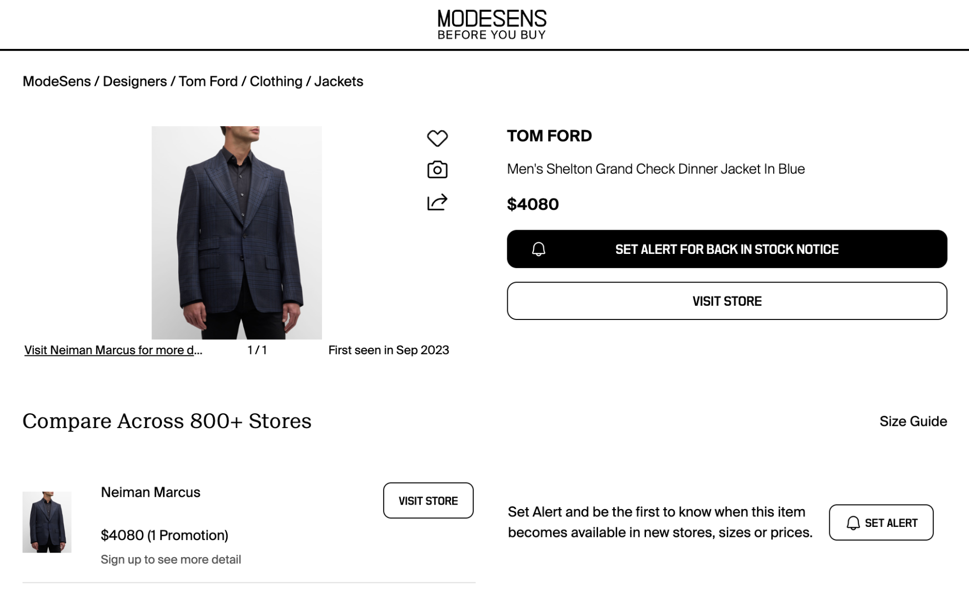 $4,080 TOM FORD "Shelton" Grand Check Dinner Jacket Blazer 46R