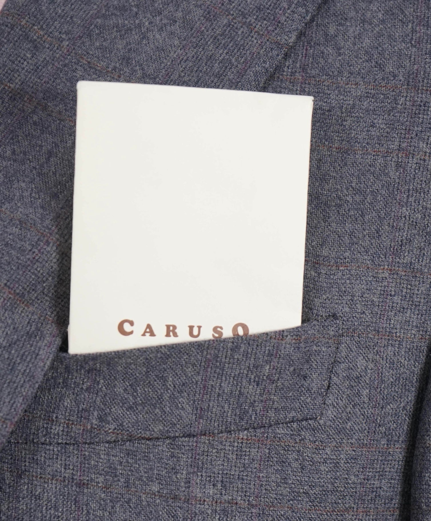 $1,495 Caruso Grey / Purple Plaid Peak Lapel Wool Blazer 40R