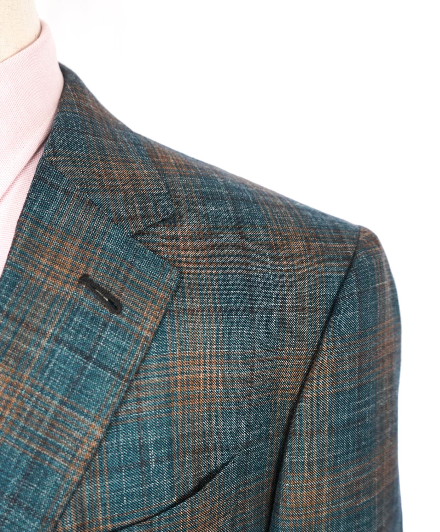 $2,695 Ermenegildo Zegna Teal/Camel Wool/Silk/Linen Blazer 46R