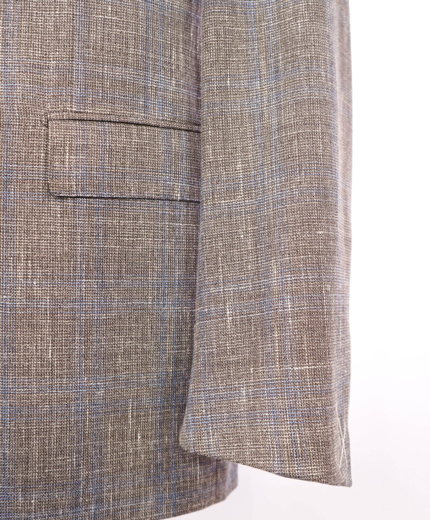 $2,595 Ermenegildo Zegna Grey/Blue Plaid Wool/Linen/Silk Blazer 44L