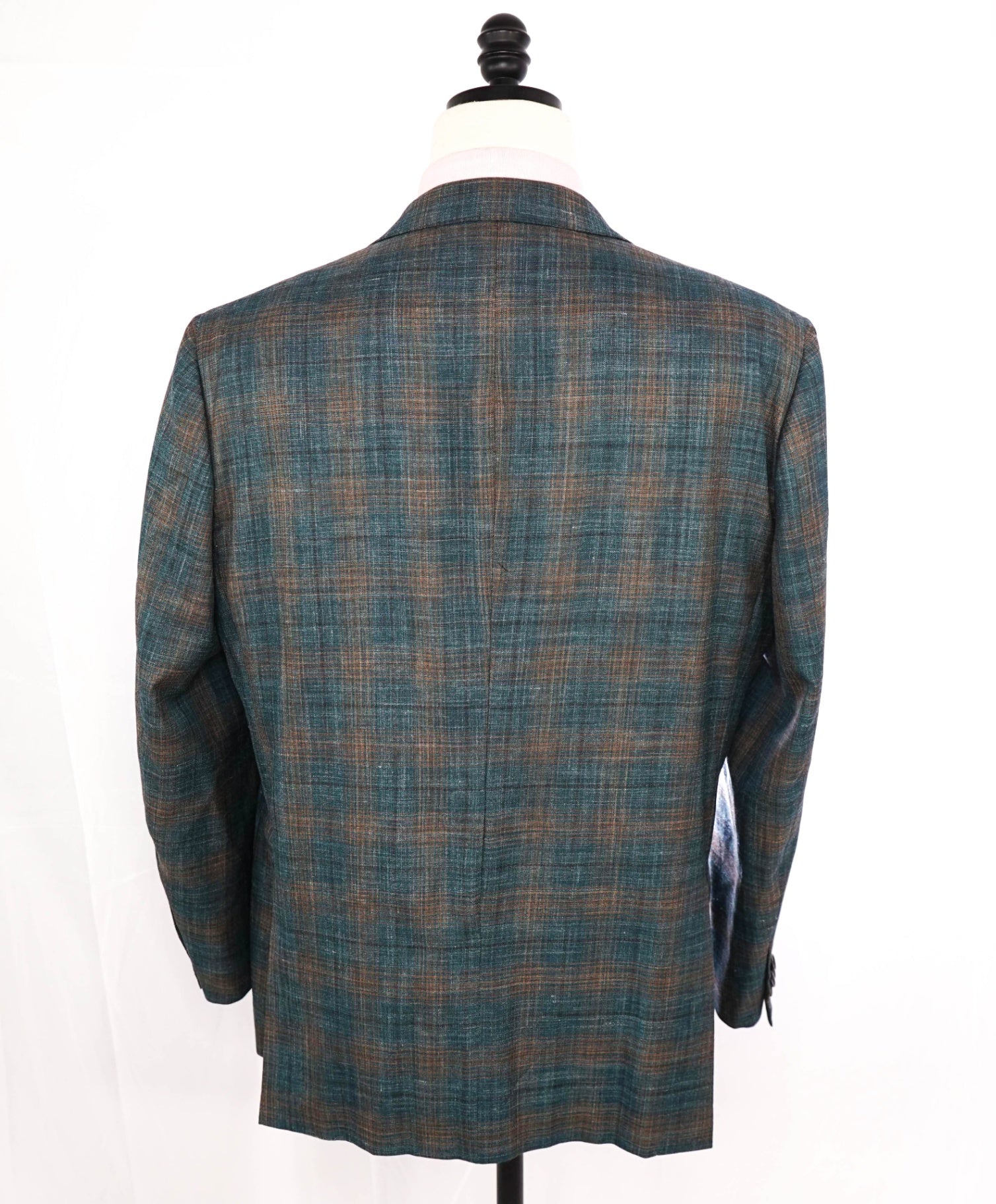 $2,695 Ermenegildo Zegna Teal/Camel Wool/Silk/Linen Blazer 46R