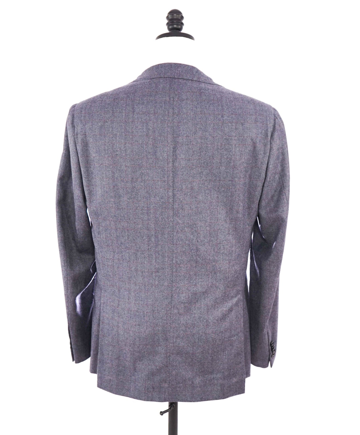 $1,495 Caruso Grey / Purple Plaid Peak Lapel Wool Blazer 40R
