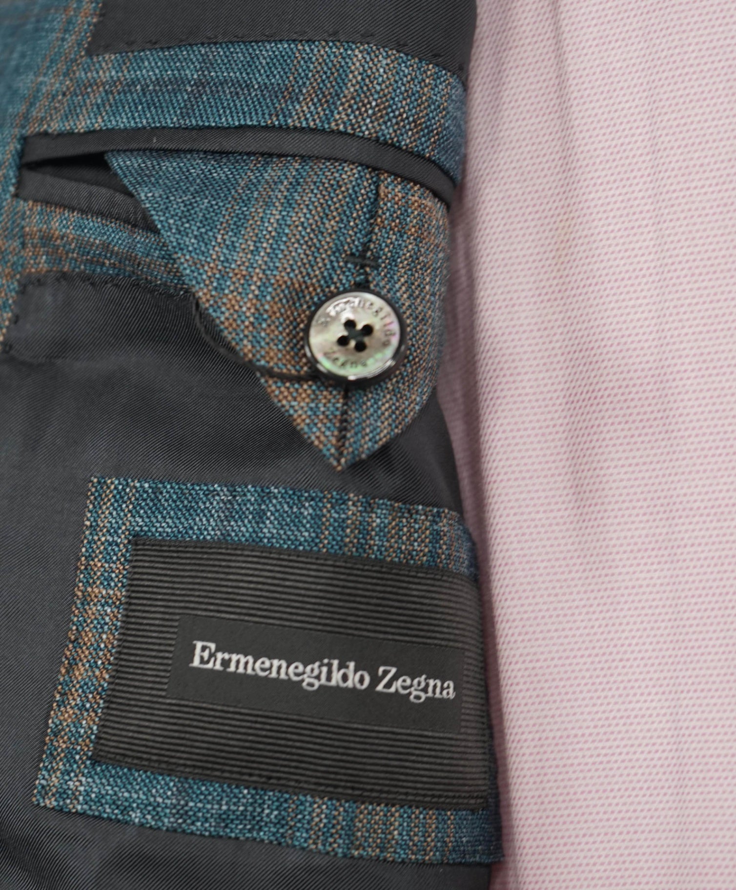 $2,695 Ermenegildo Zegna Teal/Camel Wool/Silk/Linen Blazer 46R