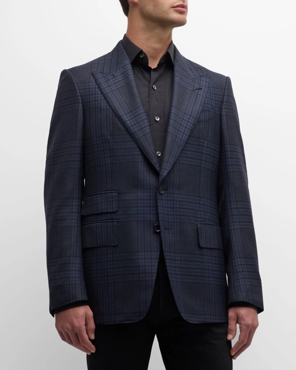$4,080 TOM FORD "Shelton" Grand Check Dinner Jacket Blazer 46R