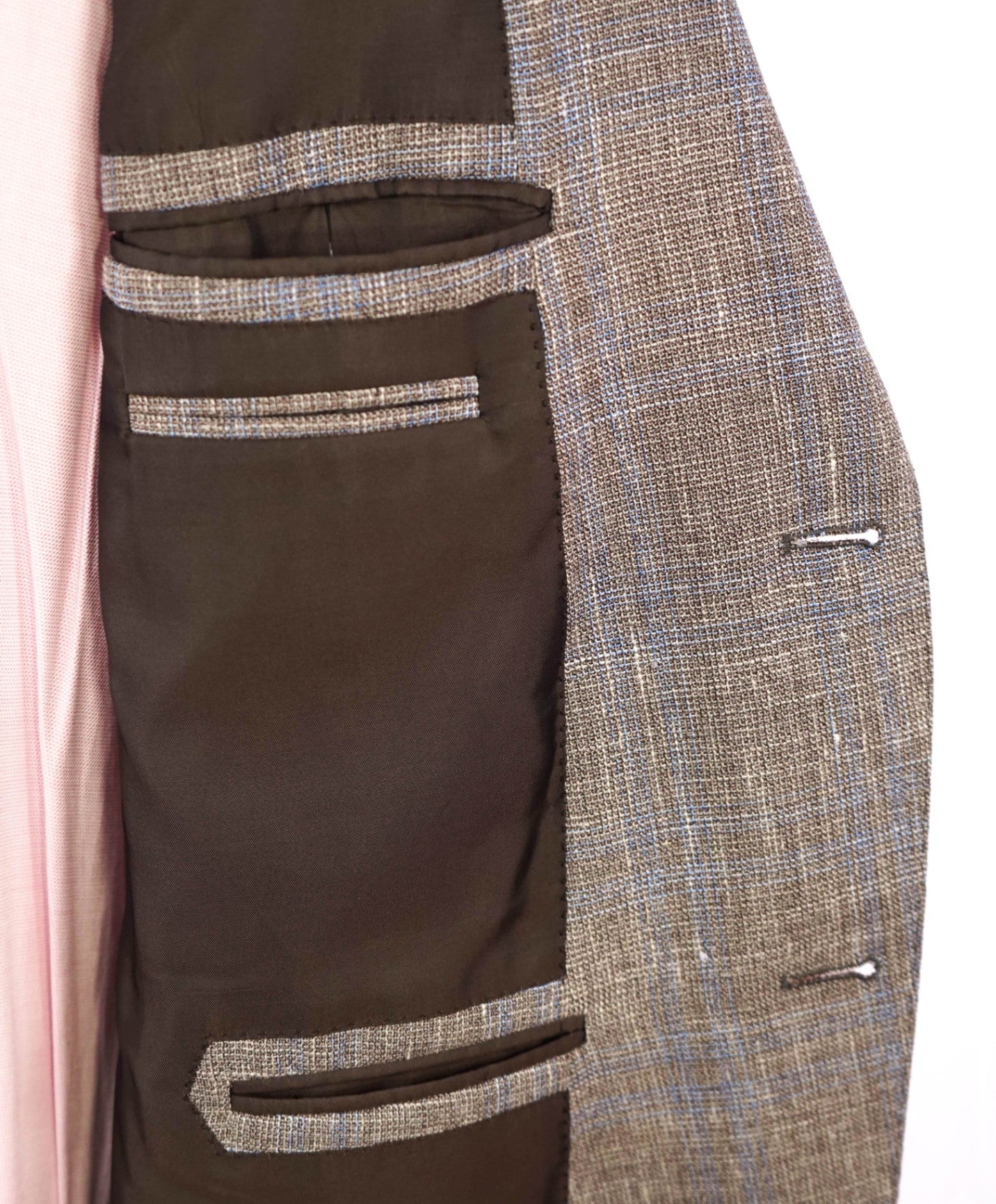 $2,595 Ermenegildo Zegna Grey/Blue Plaid Wool/Linen/Silk Blazer 44L