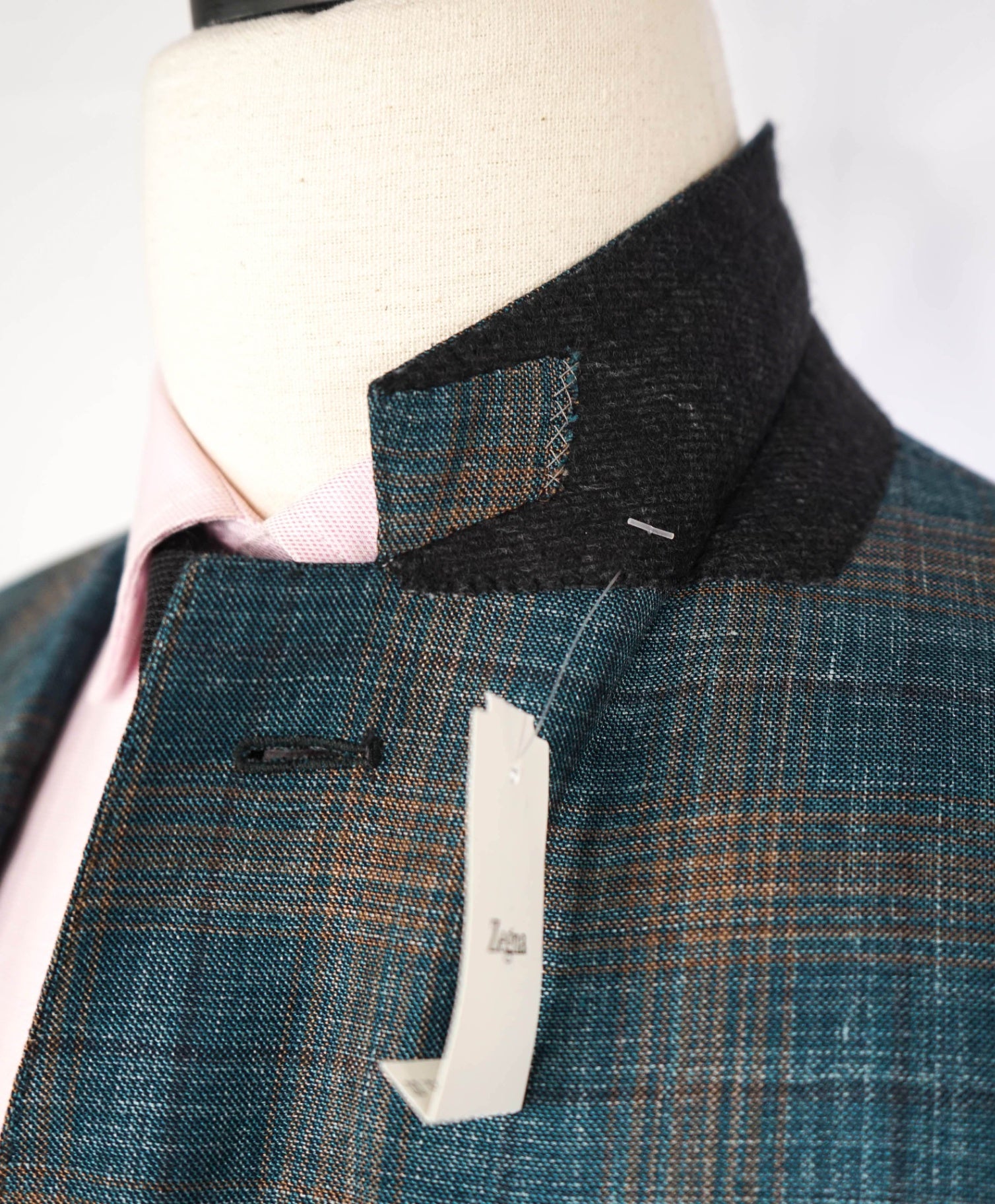 $2,695 Ermenegildo Zegna Teal/Camel Wool/Silk/Linen Blazer 46R