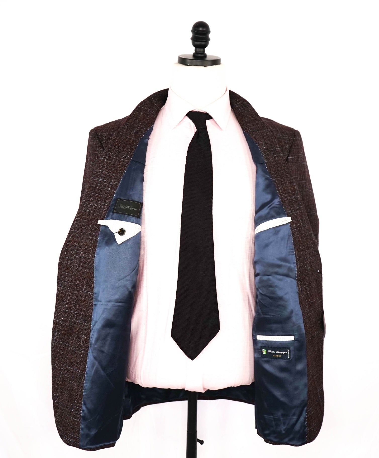 $995 Saks Fifth Avenue Brown/Blue/Red BAMBOO Blazer 44R
