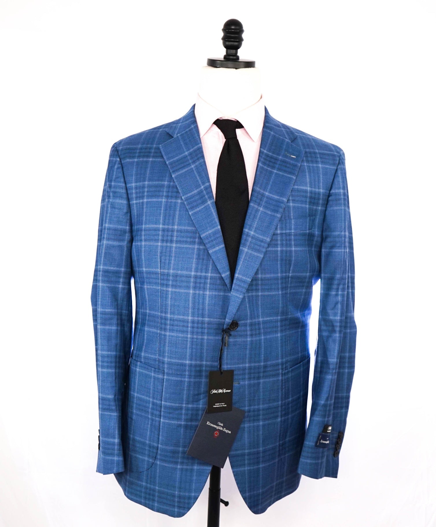 $995 ZEGNA For Saks Fifth Light Blue Wool/Silk Patch Pocket Blazer 44R