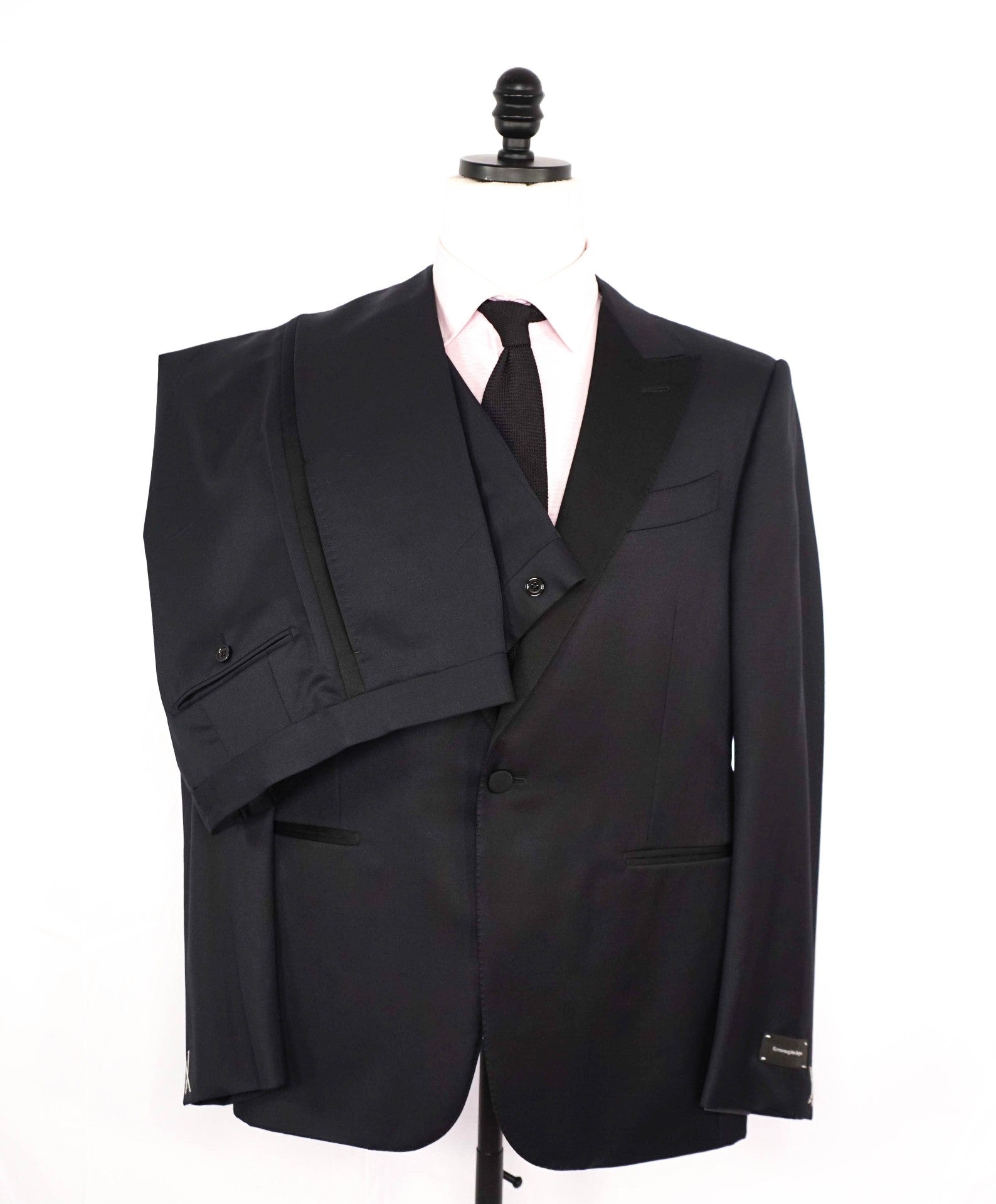 $3,995 Ermenegildo Zegna "MICROSPHERE" Black Wool Tuxedo Suit 42S
