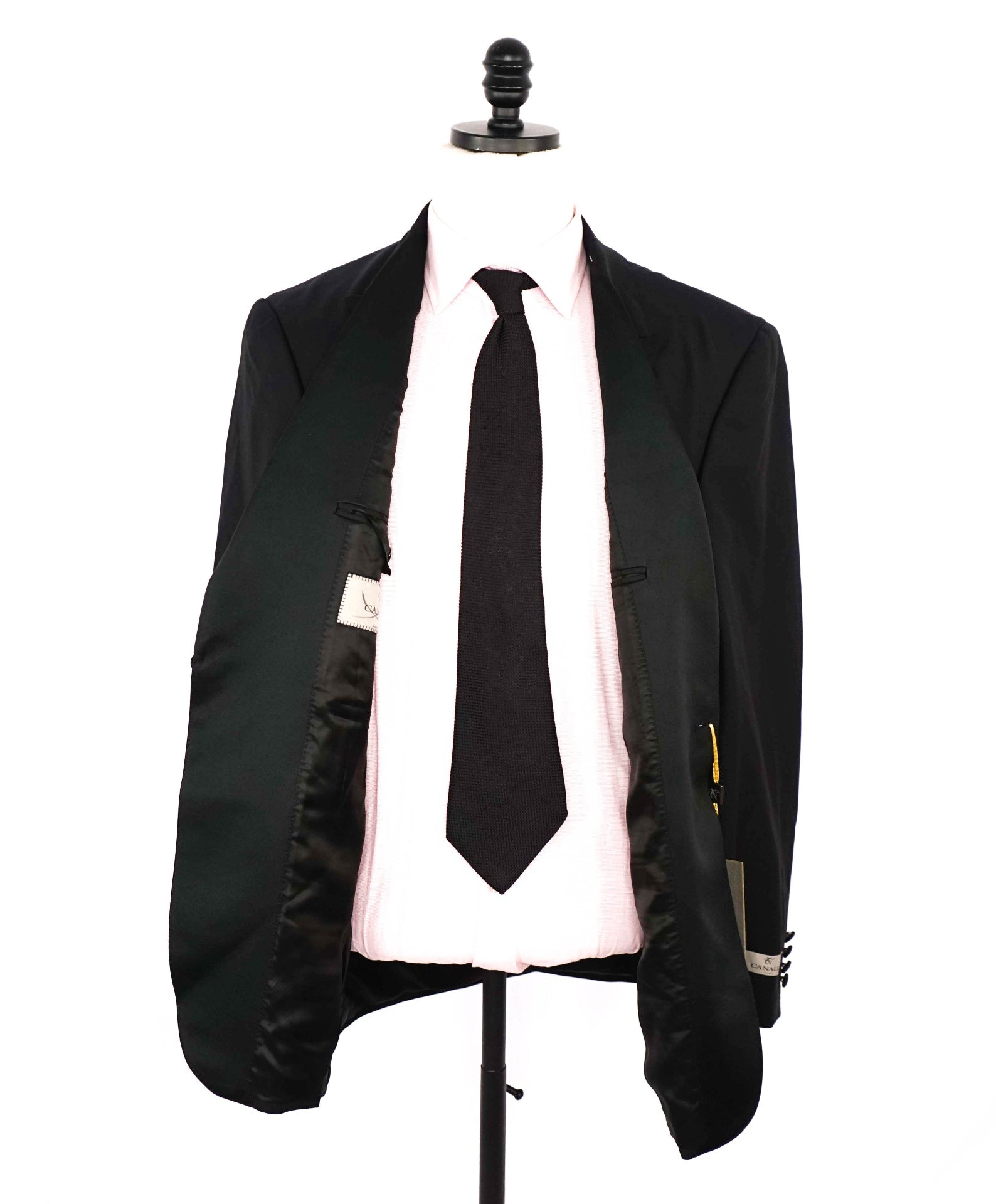 $2,195 CANALI - Black *CLOSET STAPLE* Notch Lapel Tuxedo Suit - 44R