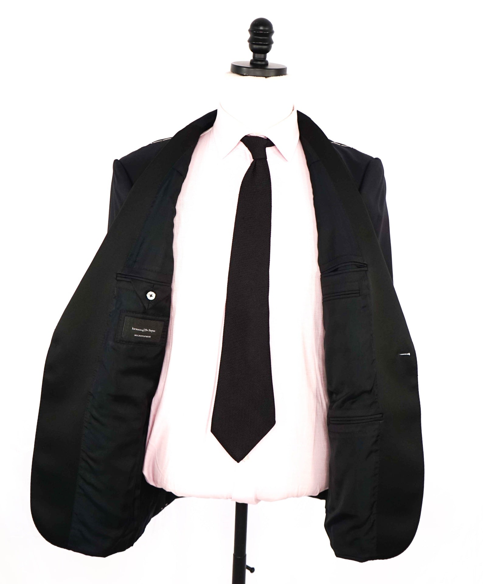 $3,995 Ermenegildo Zegna "MICROSPHERE" Black Wool Tuxedo Suit 42S