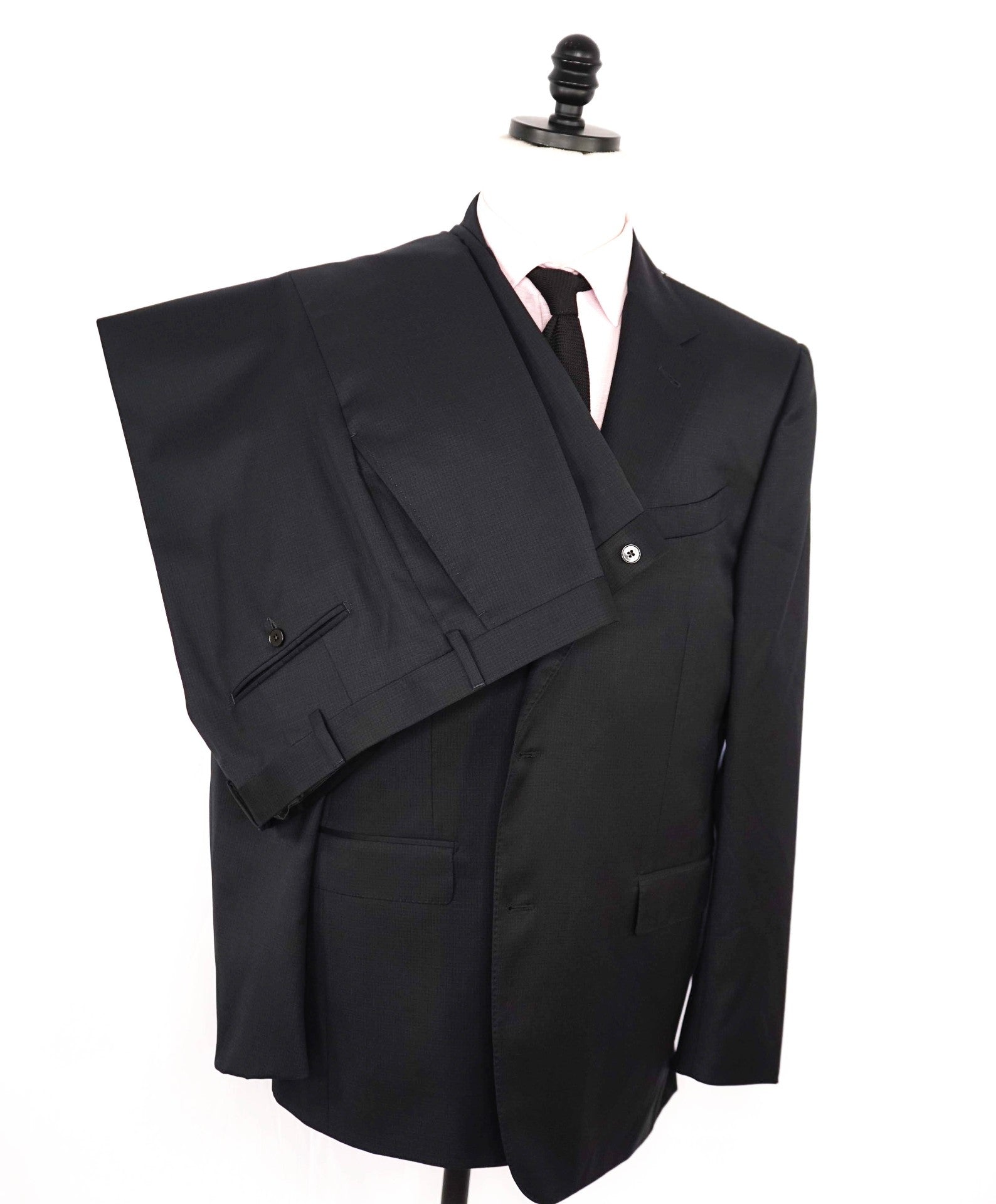 $4,950 ERMENEGILDO ZEGNA "Multiseason" Black Micro Wool Suit 46R
