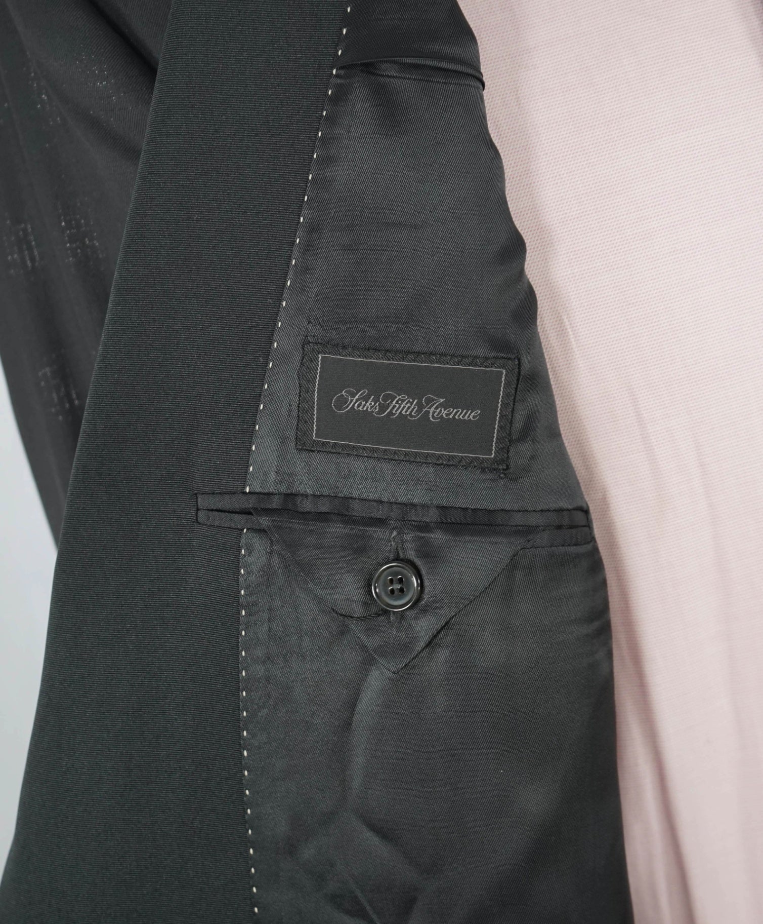 SAKS FIFTH AVENUE - Black Tonal Tuxedo Dinner Jacket Blazer 46R