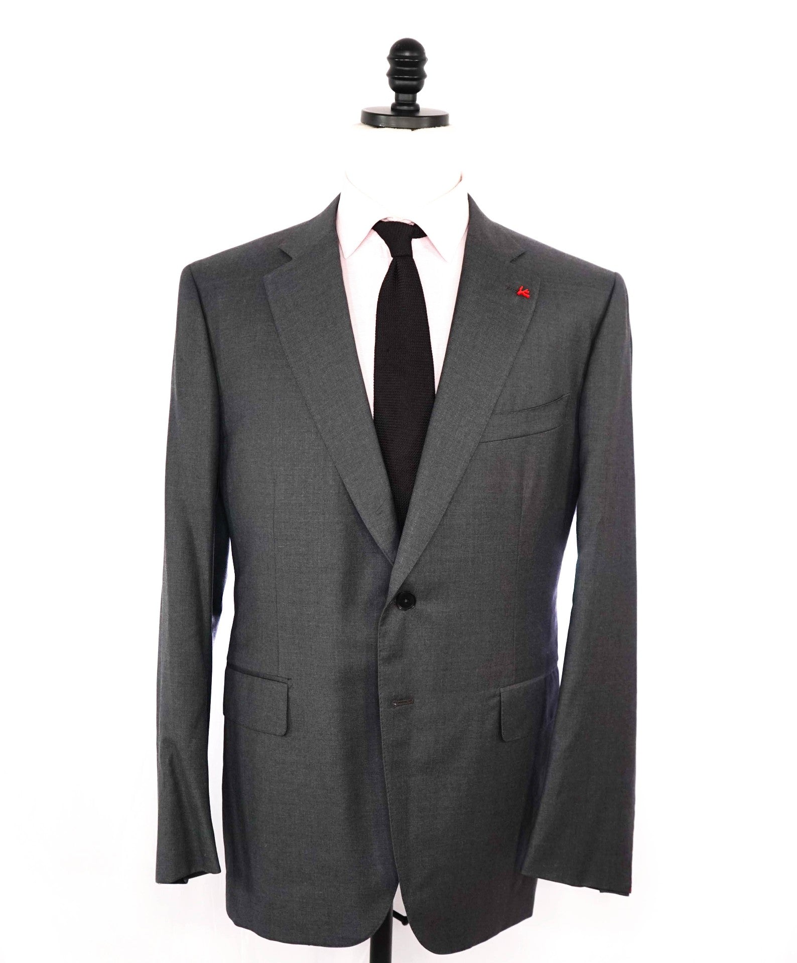 $3,995 ISAIA - Solid Gray "AQUASPIDER" Coral Pin Wool Suit 48R