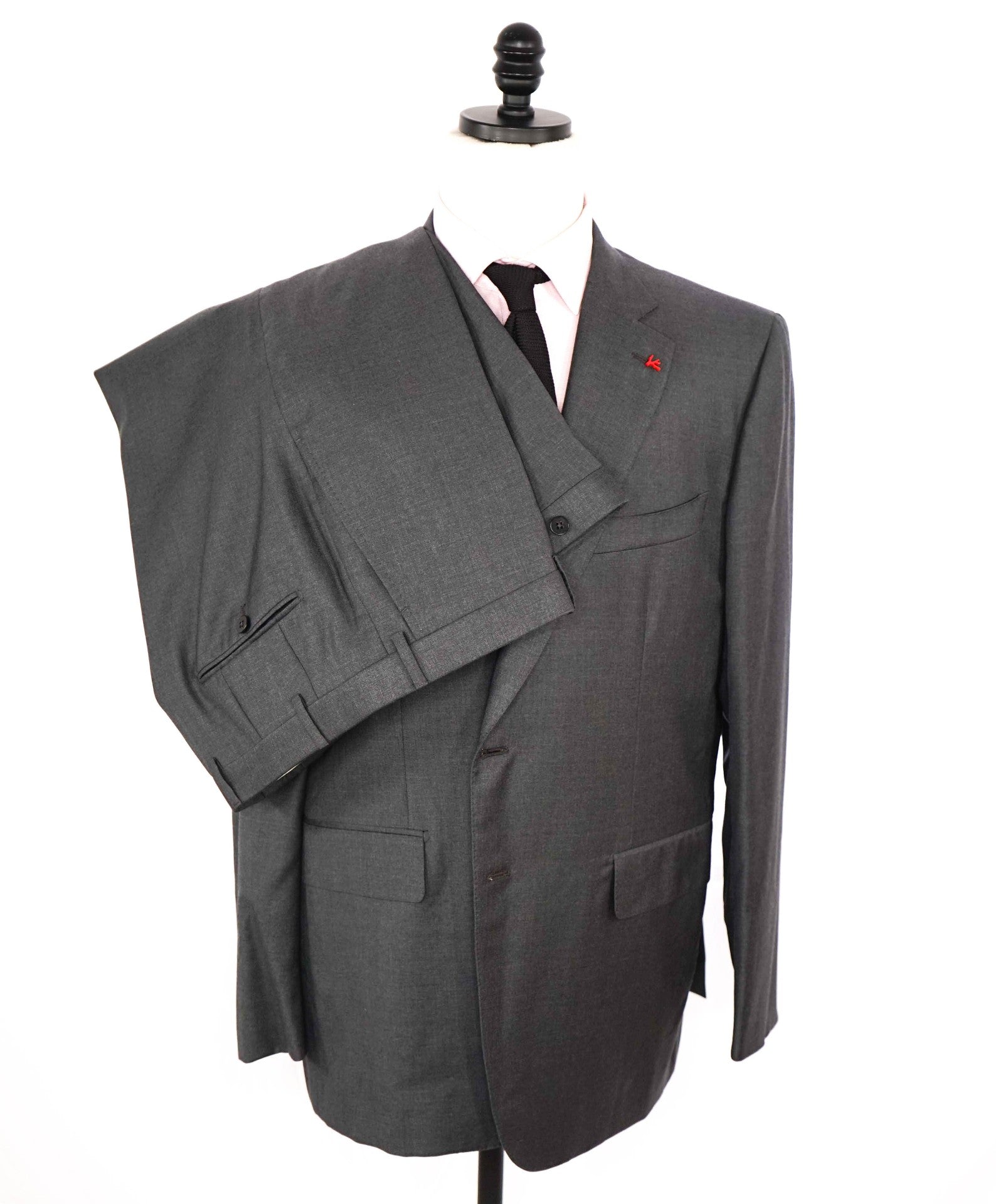 $3,995 ISAIA - Solid Gray "AQUASPIDER" Coral Pin Wool Suit 48R