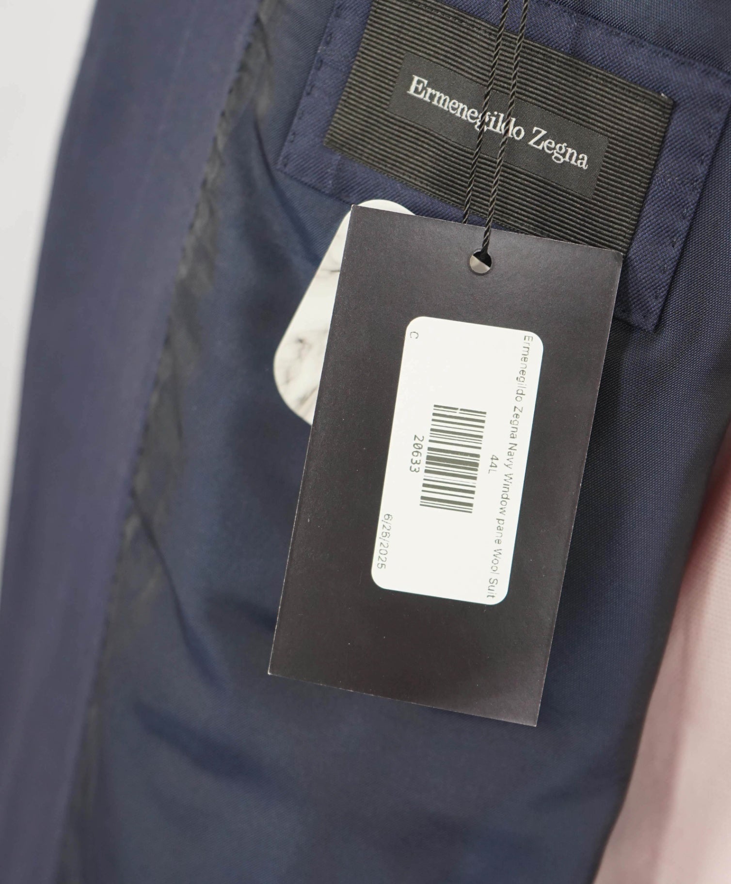 $3,995 Ermenegildo Zegna Navy Chalk Windowpane Wool Suit 44L