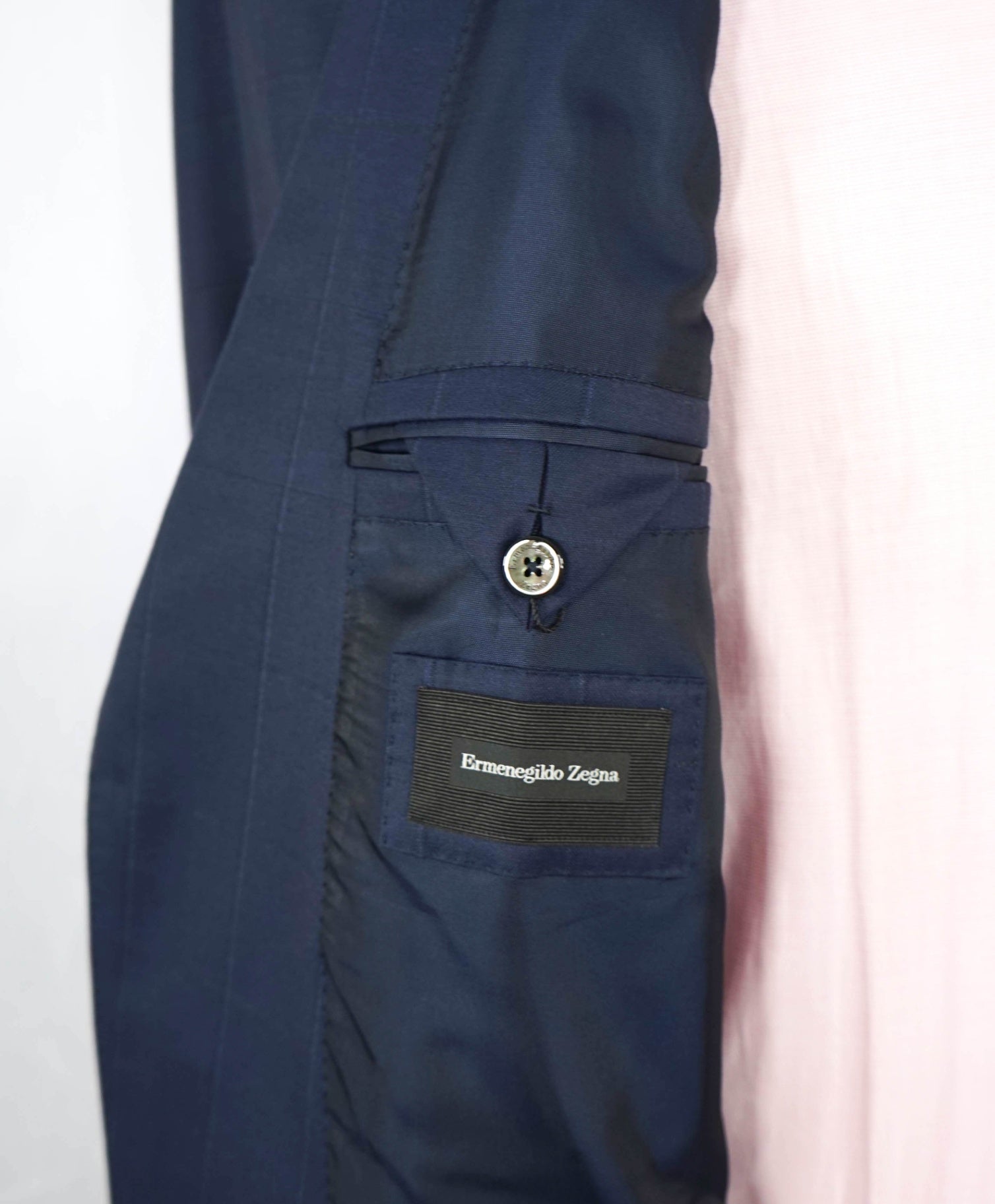 $3,995 Ermenegildo Zegna Navy Chalk Windowpane Wool Suit 44L