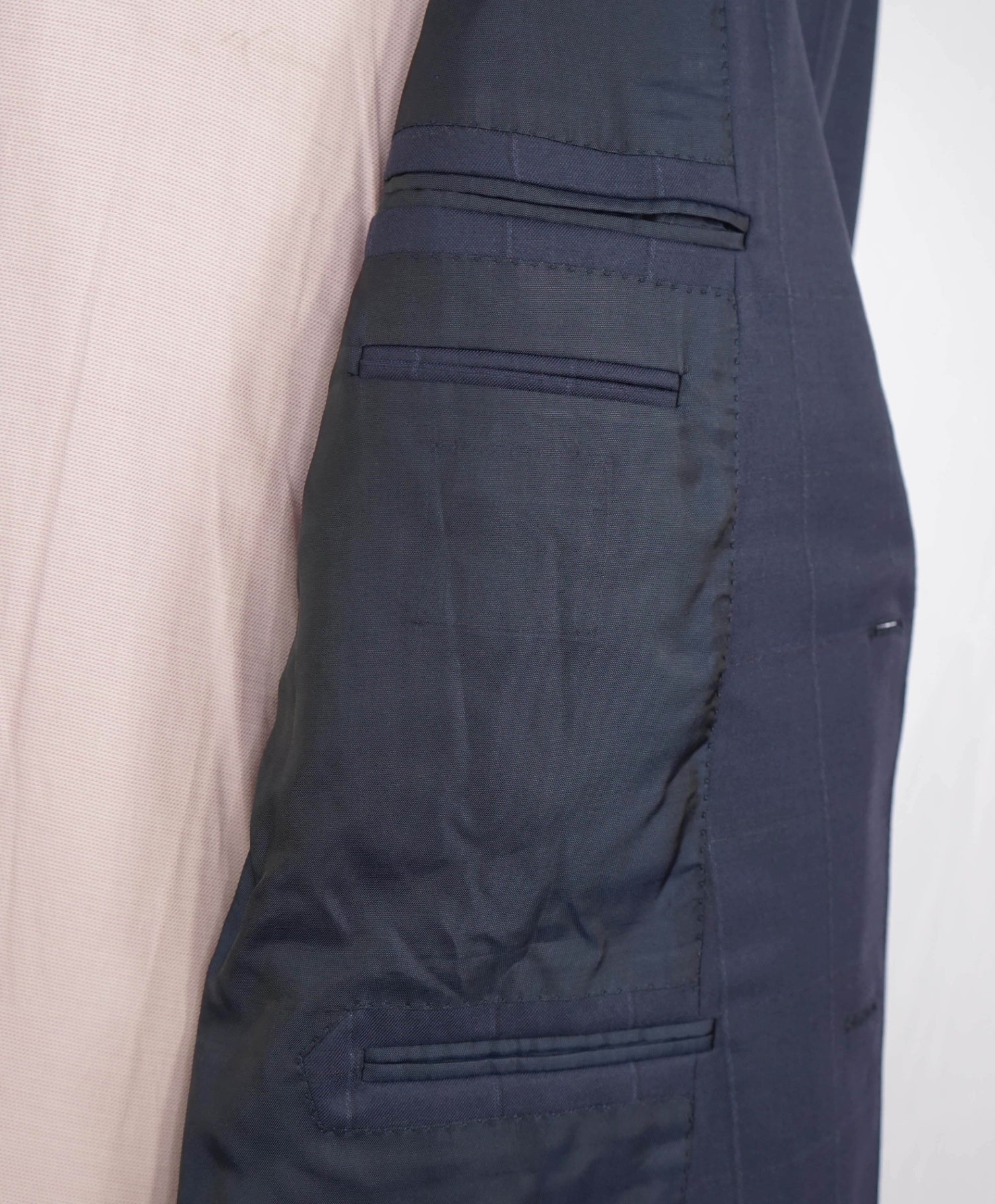 $3,995 Ermenegildo Zegna Navy Chalk Windowpane Wool Suit 44L